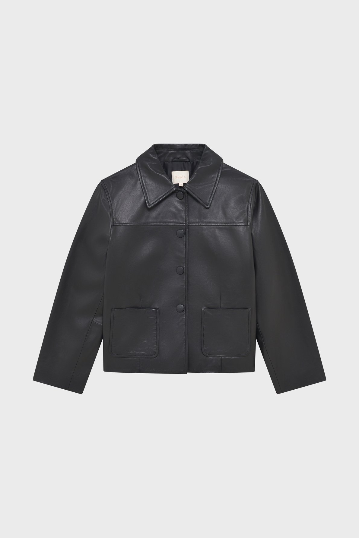 Veste courte en cuir lisse - joana PABLO Noir