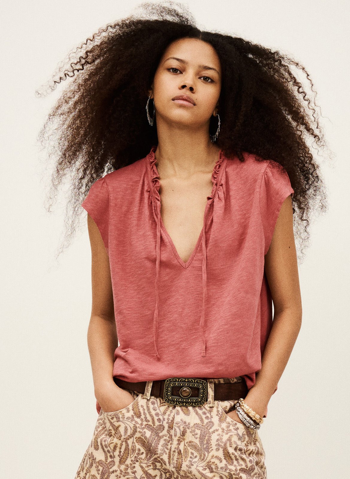 Tee-shirt col rond en coton very BA&SH Rose