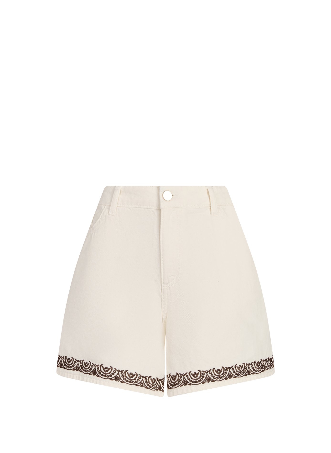 Short Vizamba embroidered in cotton VILA Beige