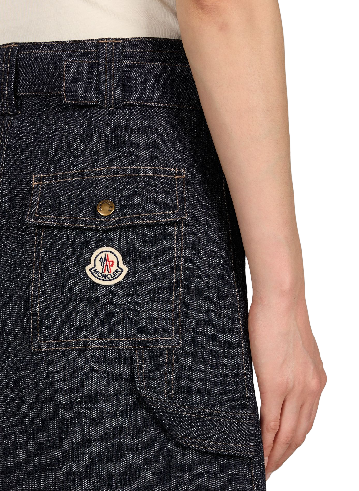 Jupe midi en denim MONCLER Bleu