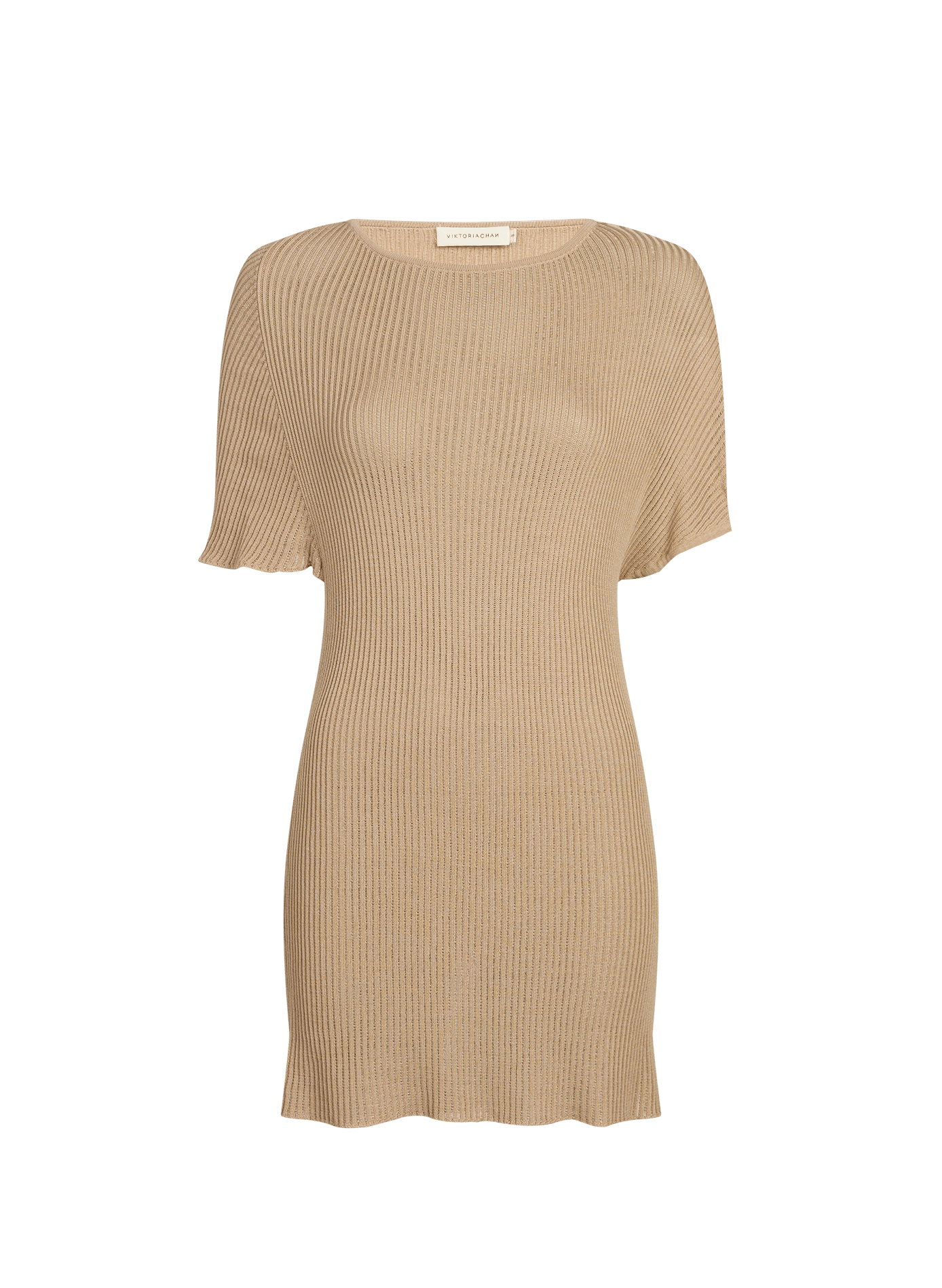 T-shirt with Memphis cape in ribbed knit VIKTORIA CHAN Beige