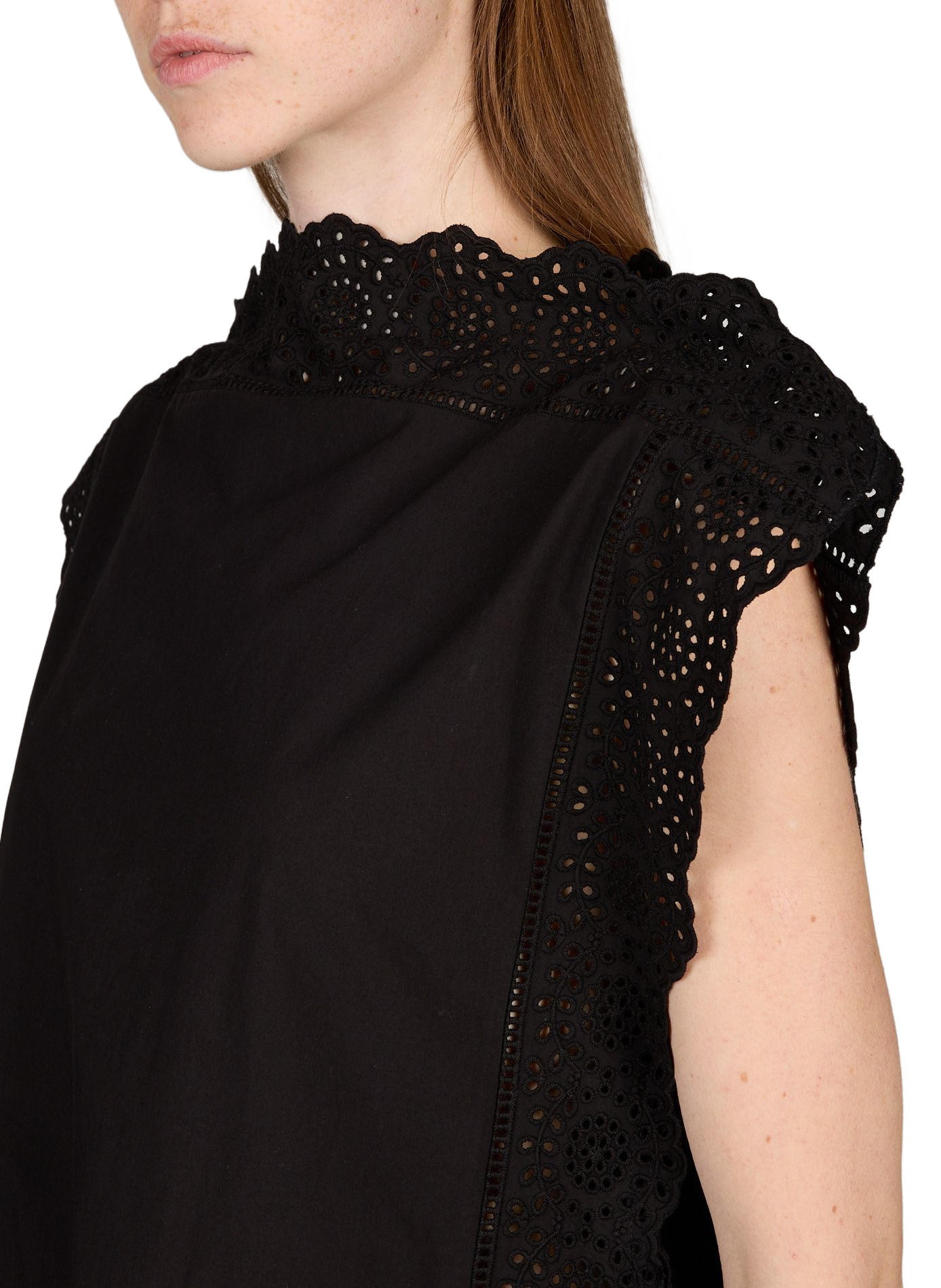 Robe midi à broderies anglaises en coton BY MALENE BIRGER Black