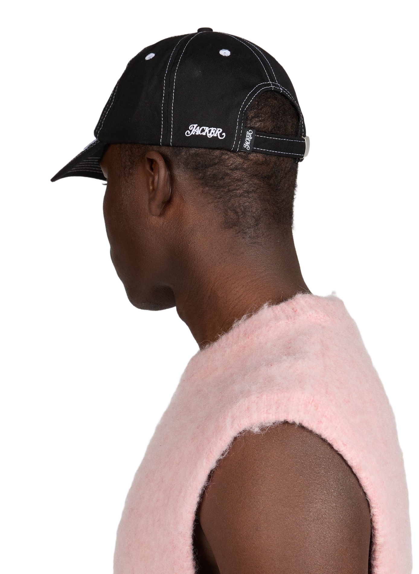 Casquette baseball brodée en coton JACKER. Noir