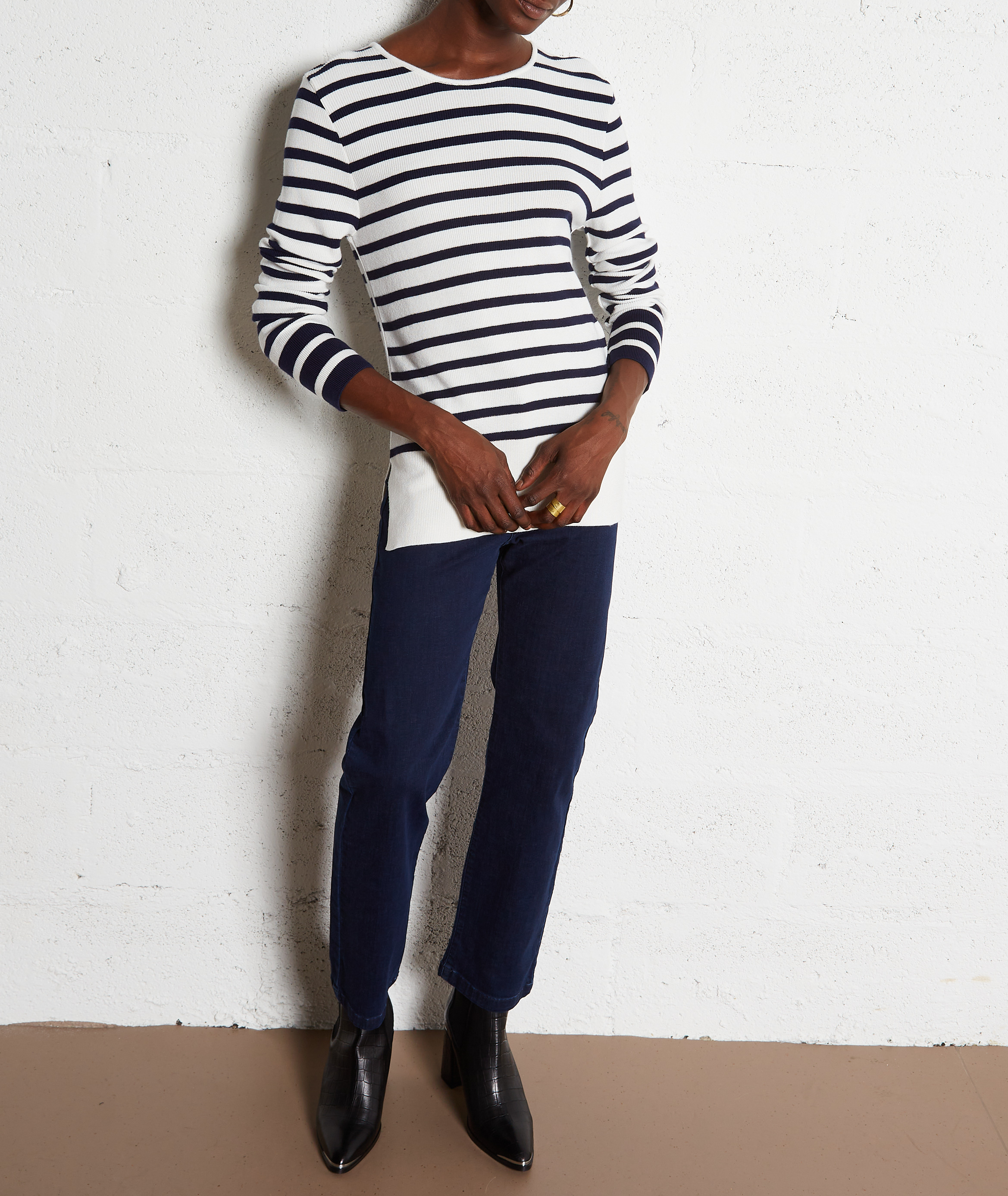 Jean droit cropped en coton mélangé janis IKKS Bleu