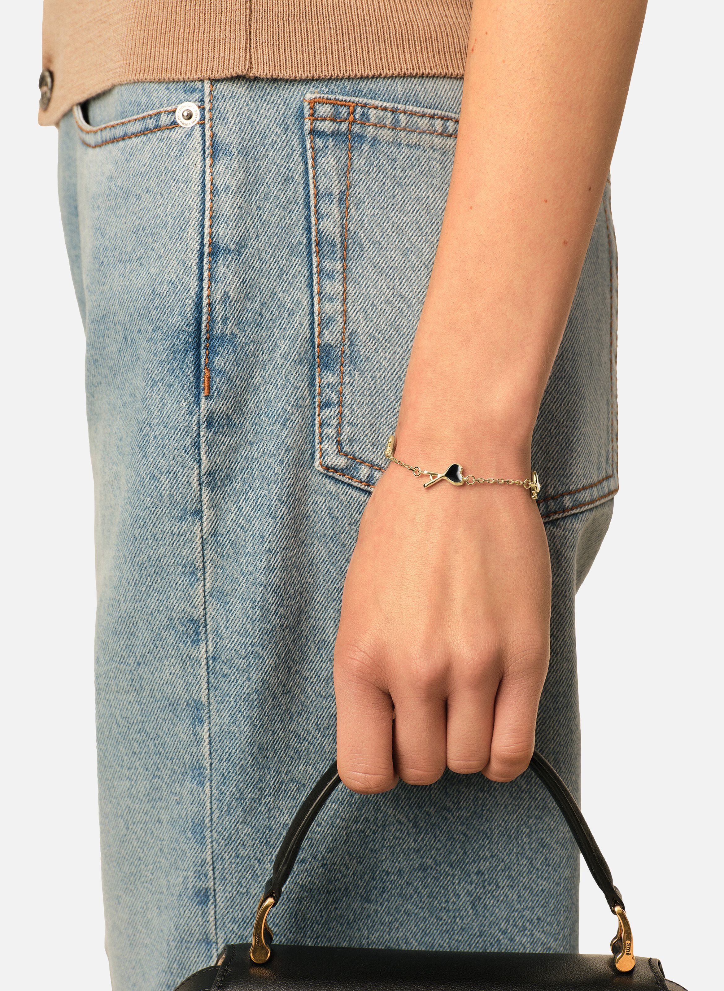 Bracelet unisexe en laiton ami de coeur martelé AMI PARIS Multicolore