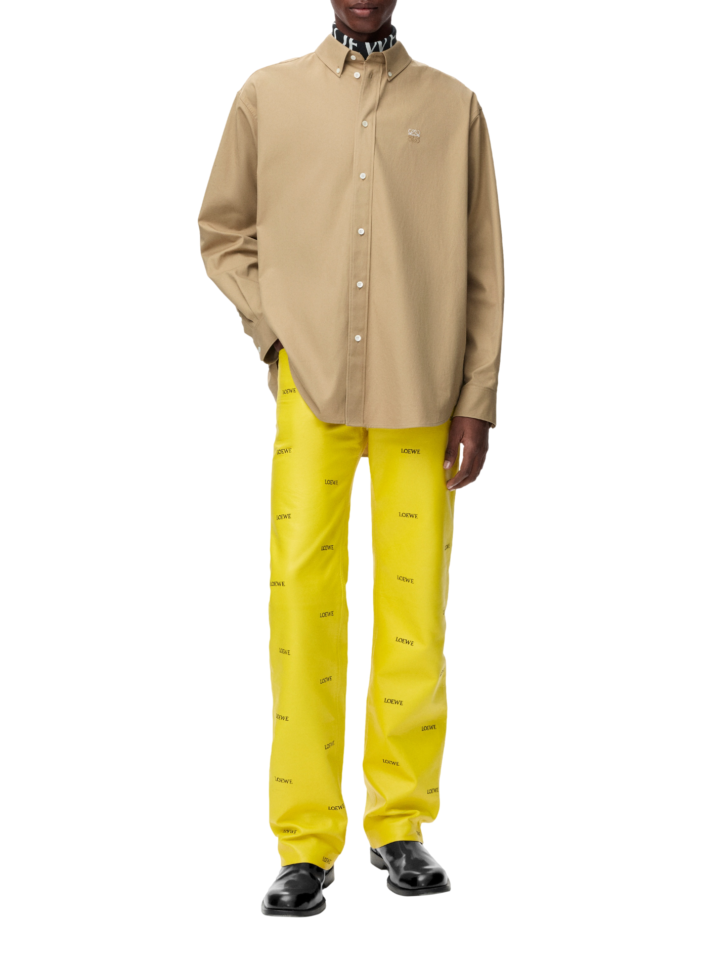Chemise en sergé de coton brossé mi-épais LOEWE Beige