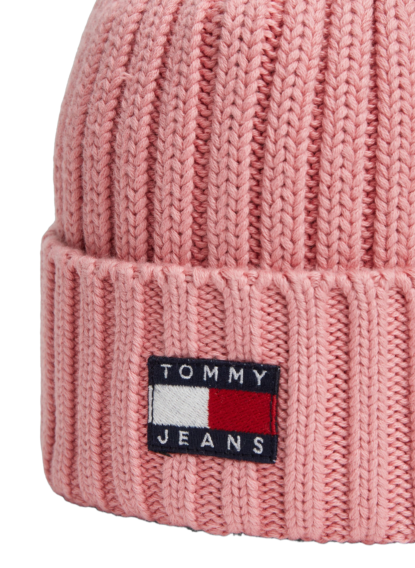 Gerippte Heritage-Strickmütze mit Baumwoll-Logo TOMMY HILFIGER Rosa