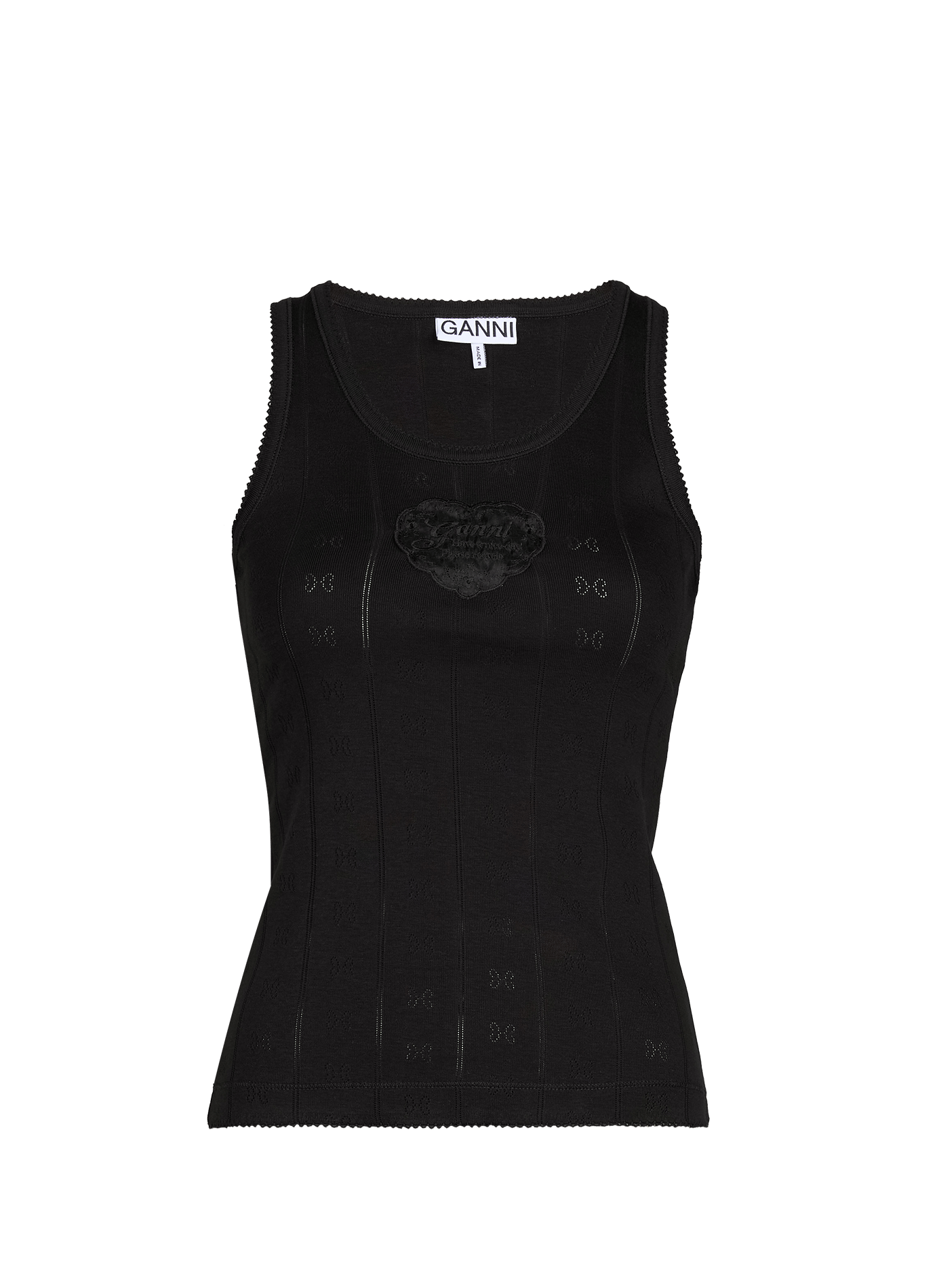 Débardeur à logo en coton GANNI Noir