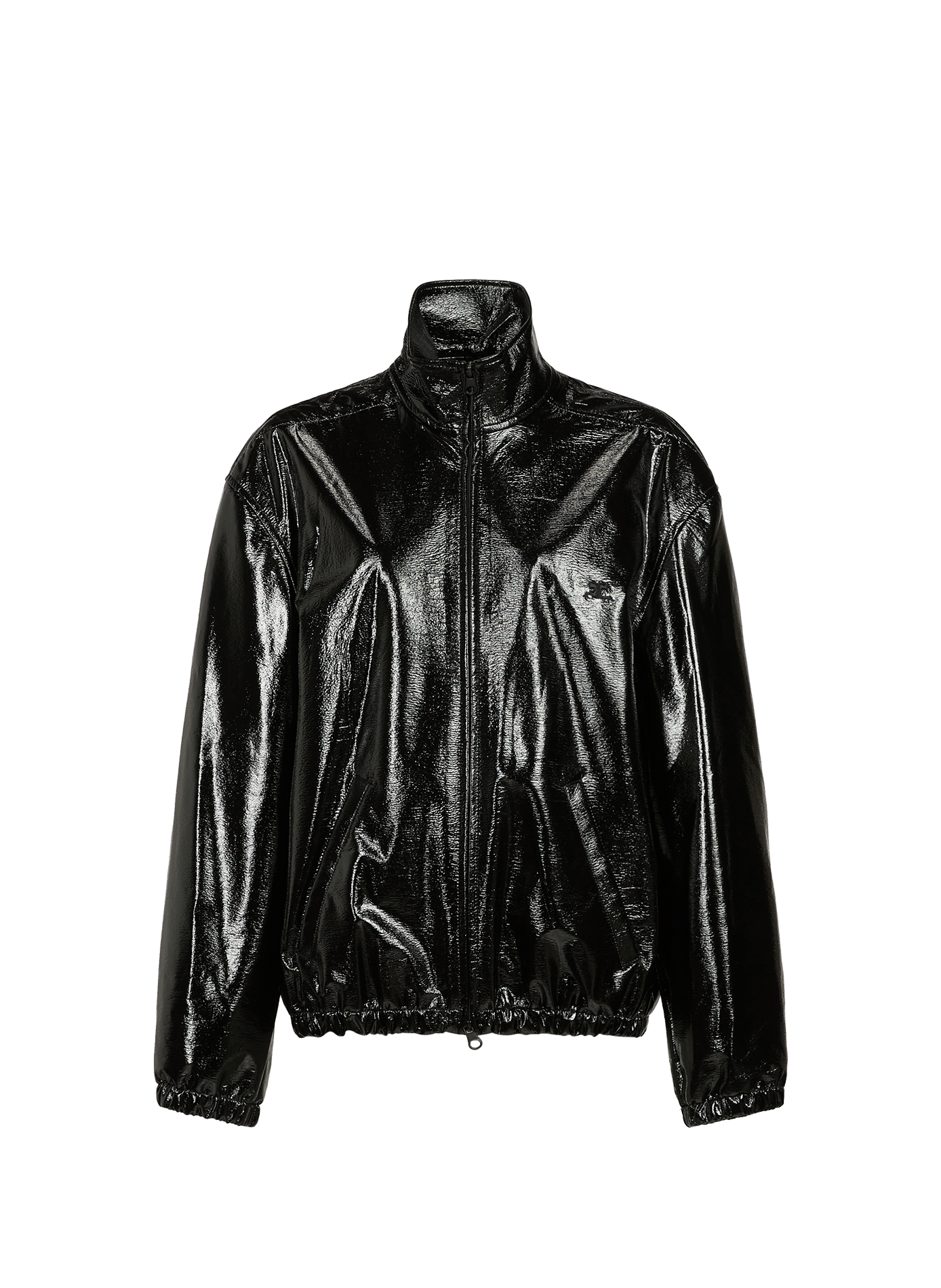 Glänzende Jacke mit Stehkragen und gesticktem Logo COURRÈGES Schwarz