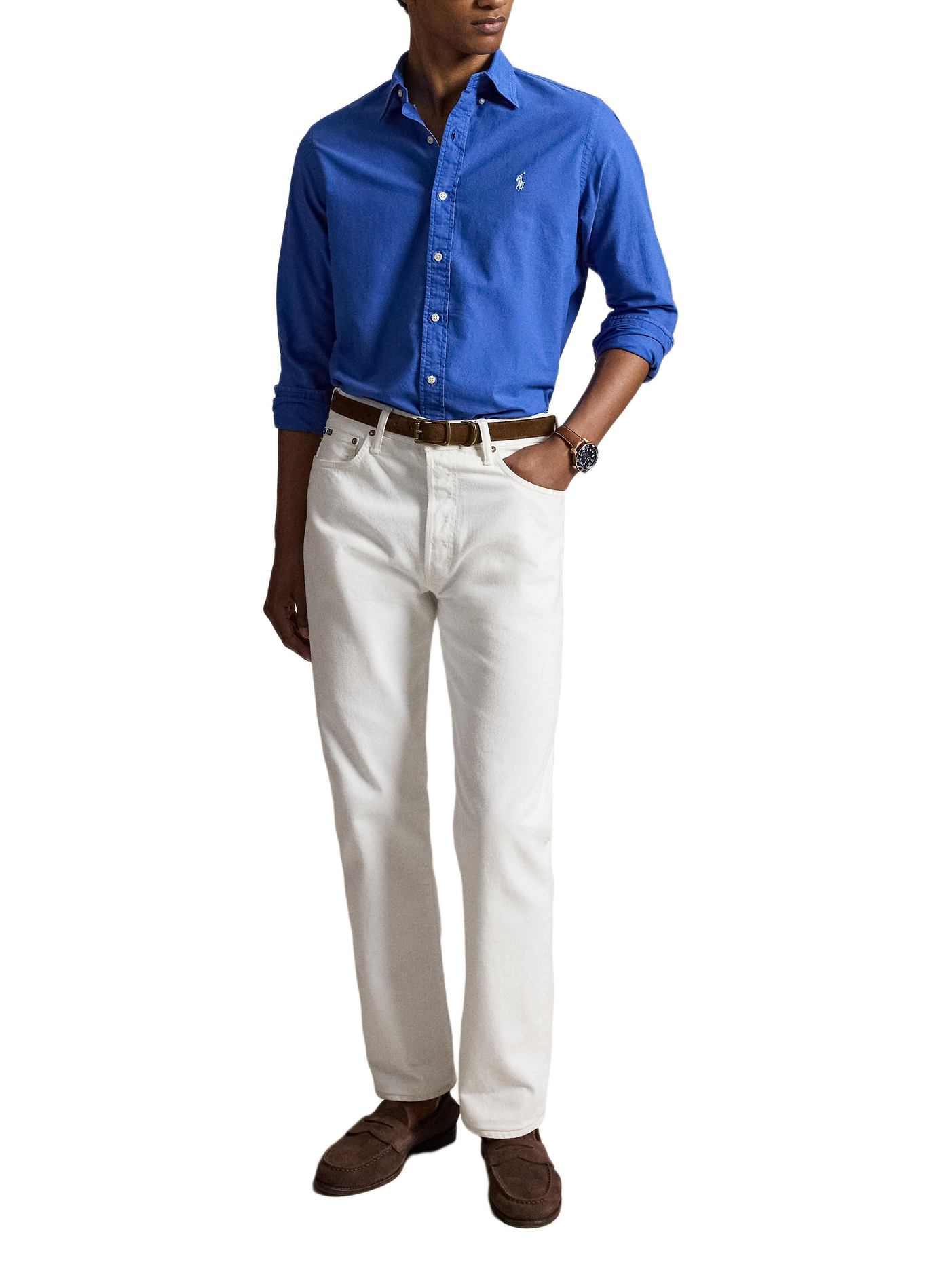 Chemise à manches longues en coton  | Bleu POLO RALPH LAUREN Homme