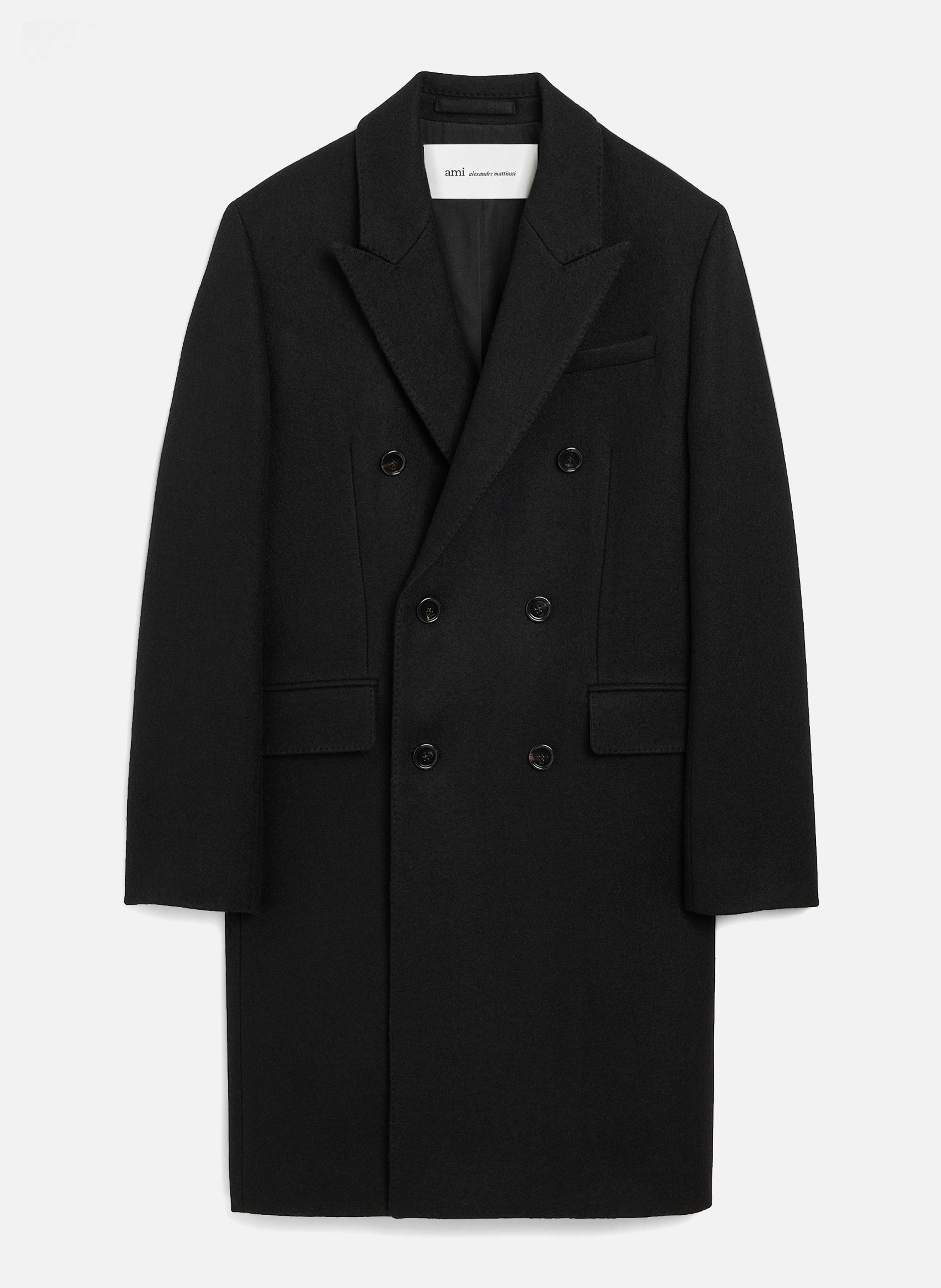 Manteau double boutonnage en laine AMI PARIS Noir