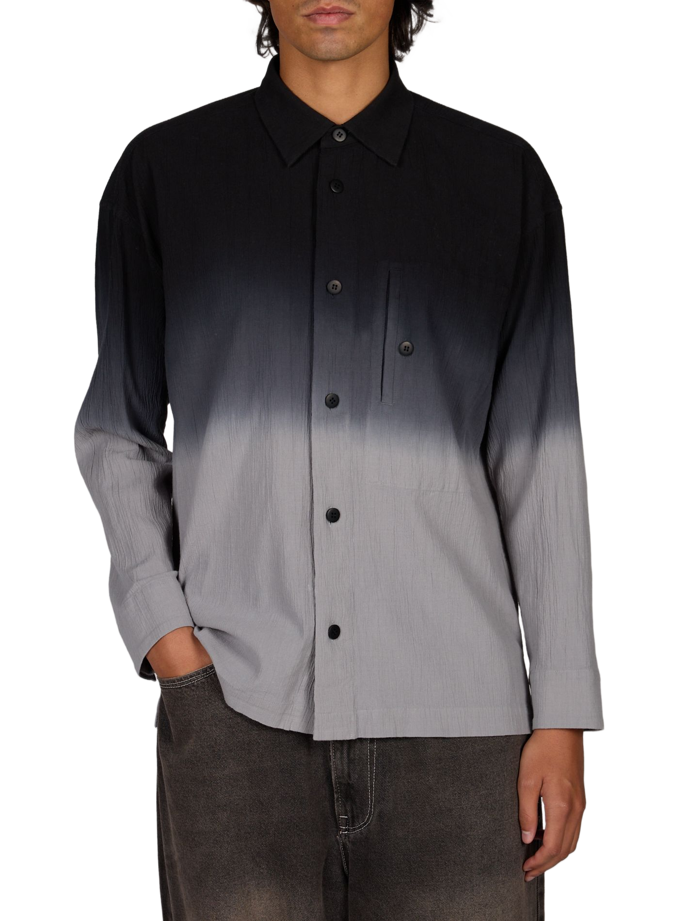 Straight cotton degradé shirt ISSEY MIYAKE Black