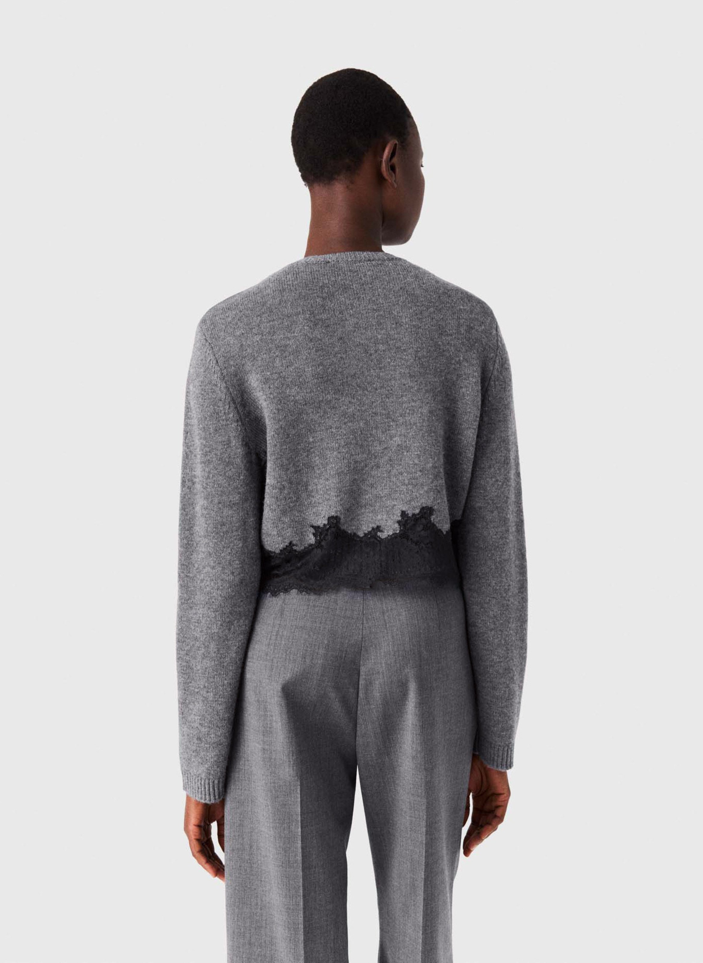Gilet droit en laine MAJE Gris