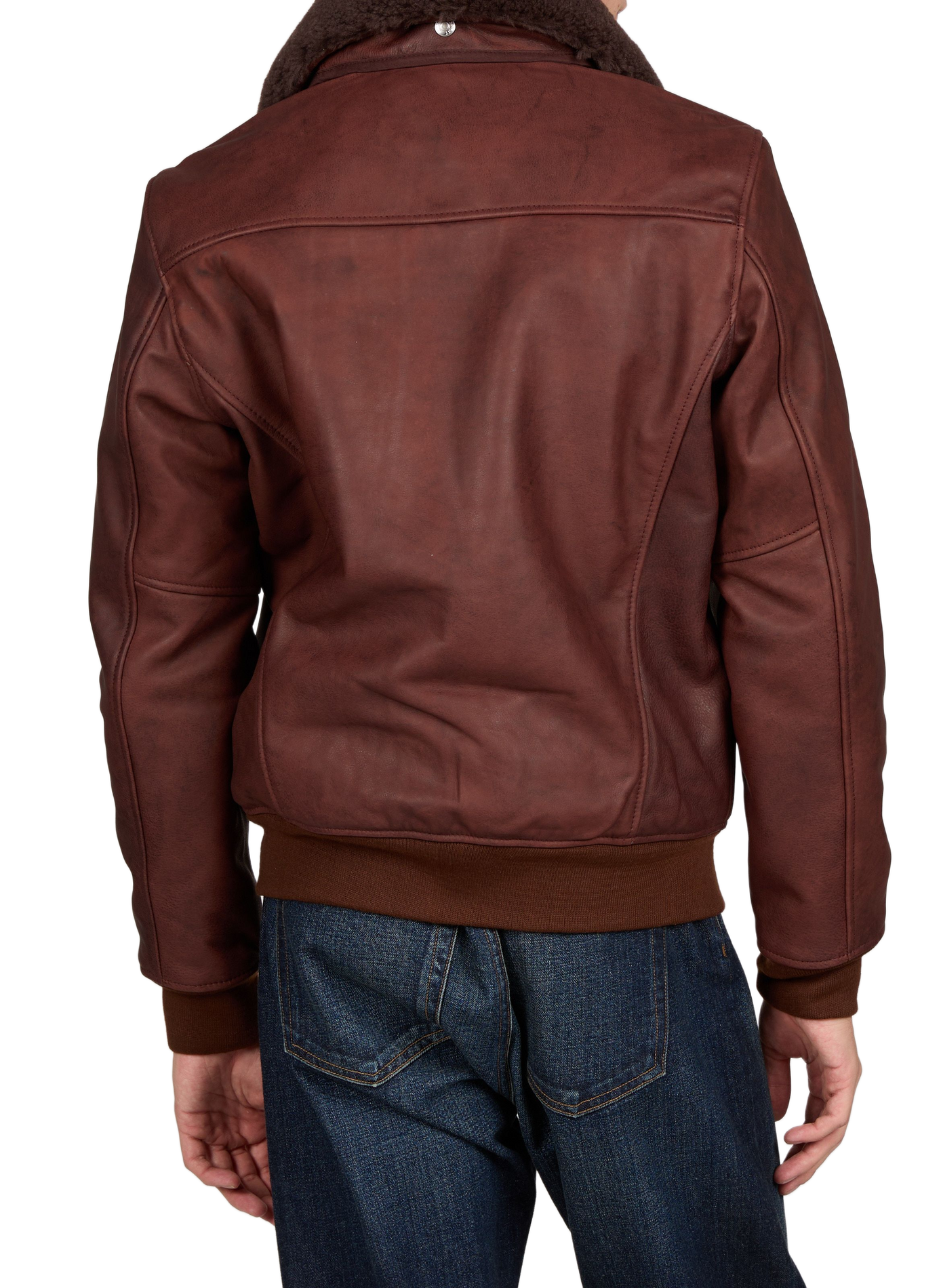 Plain straight-cut leather jacket SCHOTT Red