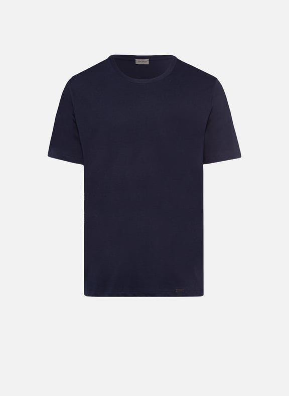 Cotton round-neck T-shirt Blue by HANRO HANRO Cotton round-neck T-shirt Blue
