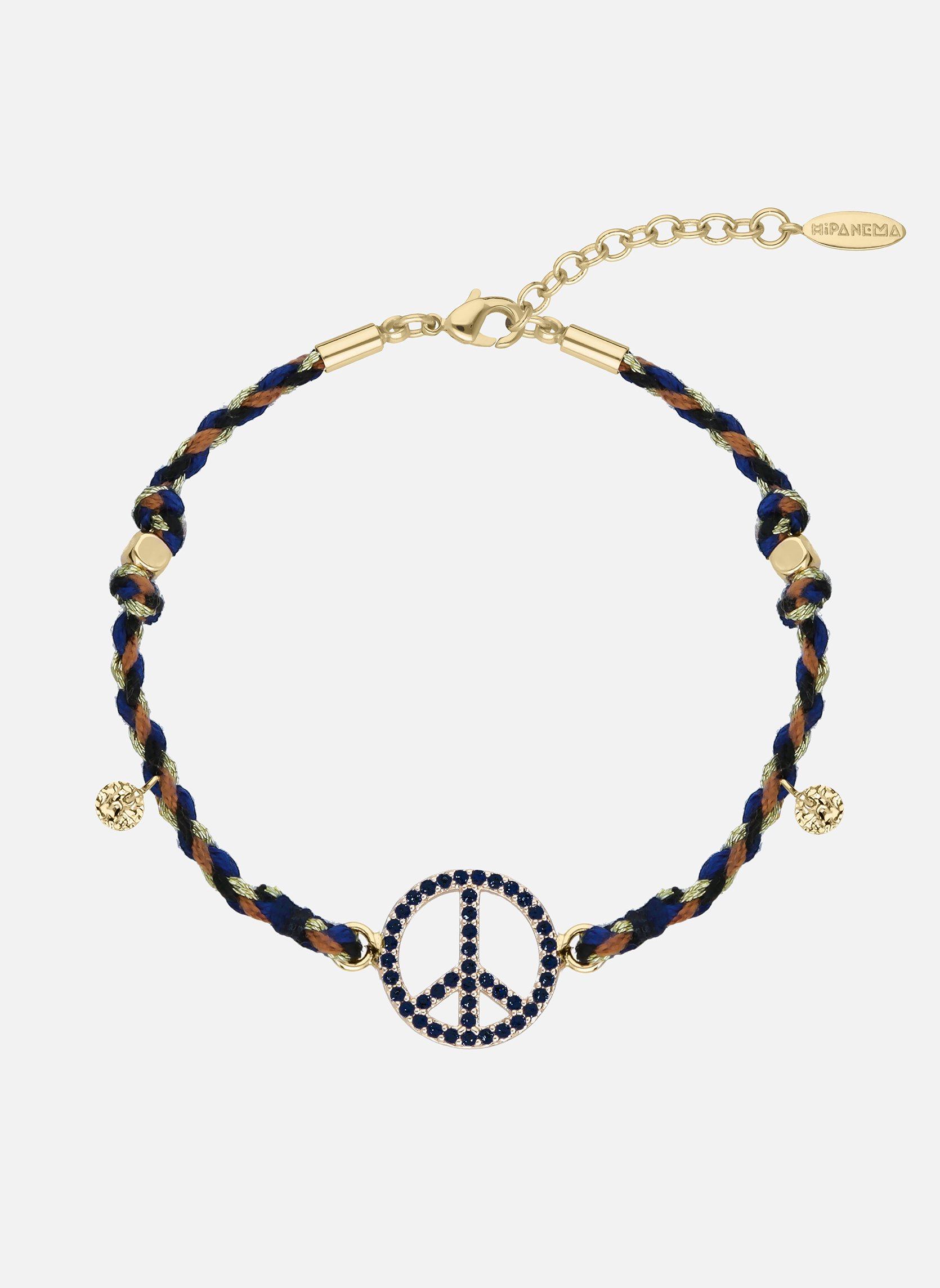 Bracelet avec cordon en coton et pendentif en émail yoggi HIPANEMA Noir