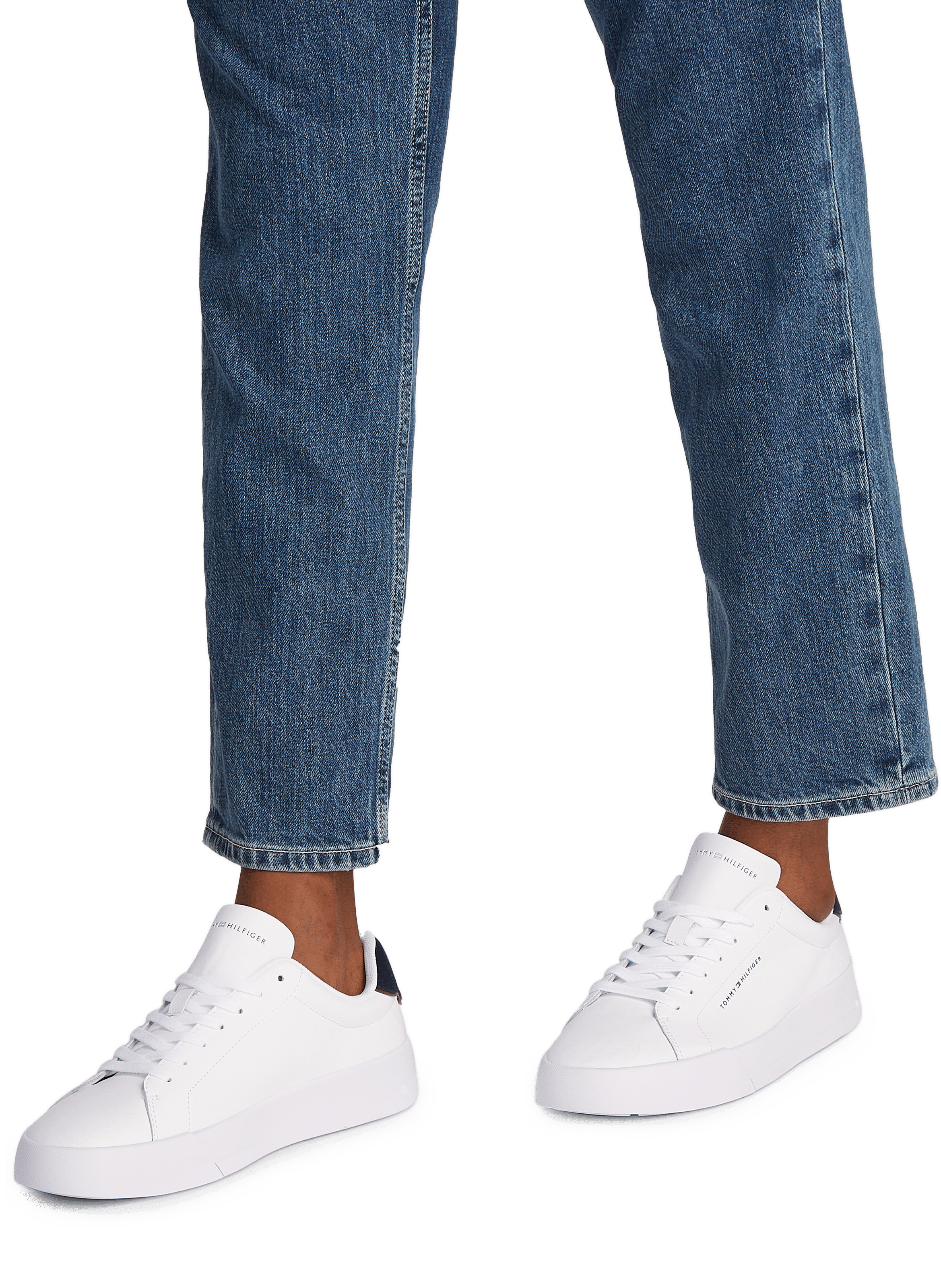 Grain effect leather sneakers TOMMY HILFIGER White