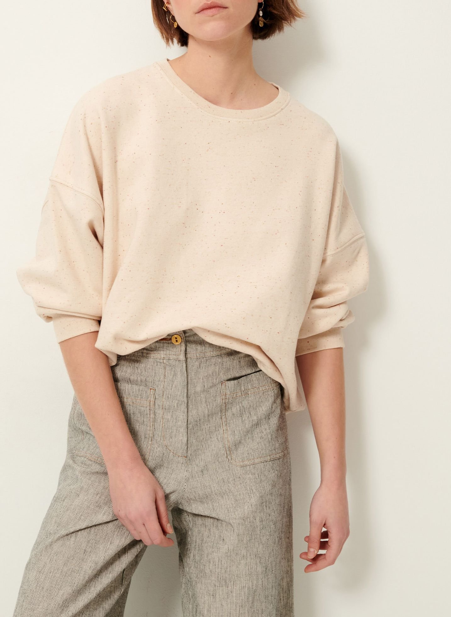 Sweat col rond oversize en coton mélangé chebbi SESSUN Beige