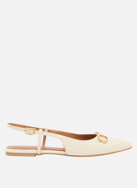 Ballerines slingback en cuir dedicace Blanc by JONAK JONAK Ballerines slingback en cuir dedicace Blanc