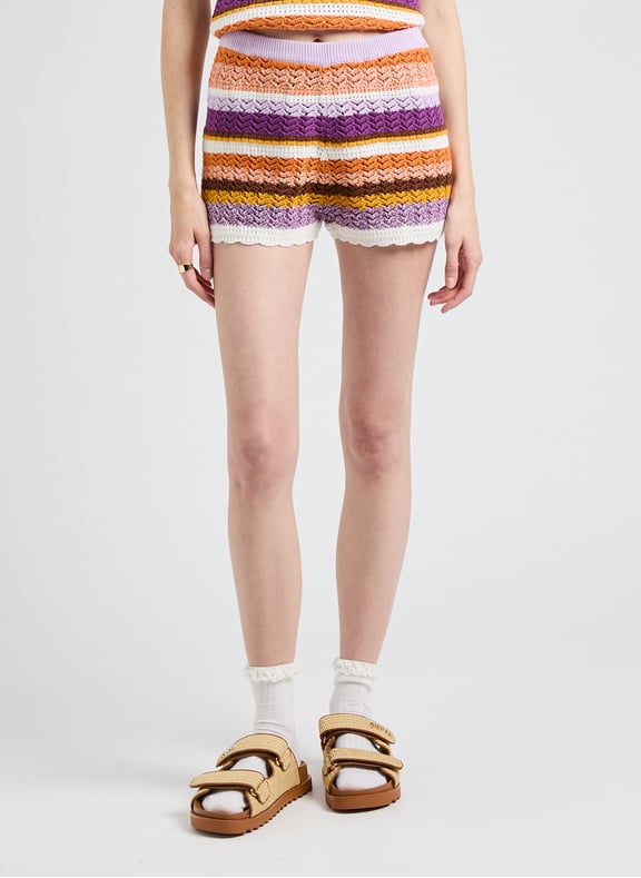 Short rayé en maille de coton Multicolore by SUNCOO SUNCOO Short rayé en maille de coton Multicolore