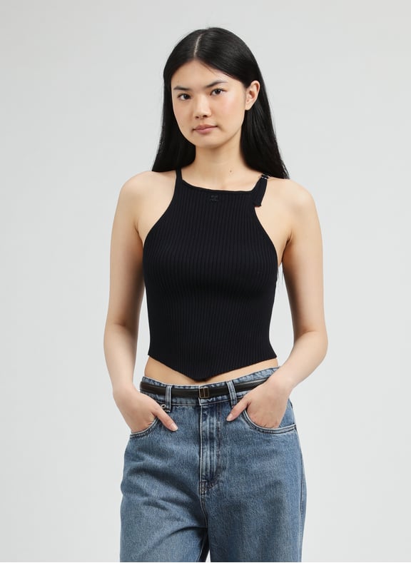 Ribbed knit pointed top Blue by COURRÈGES COURRÈGES Ribbed knit pointed top Blue