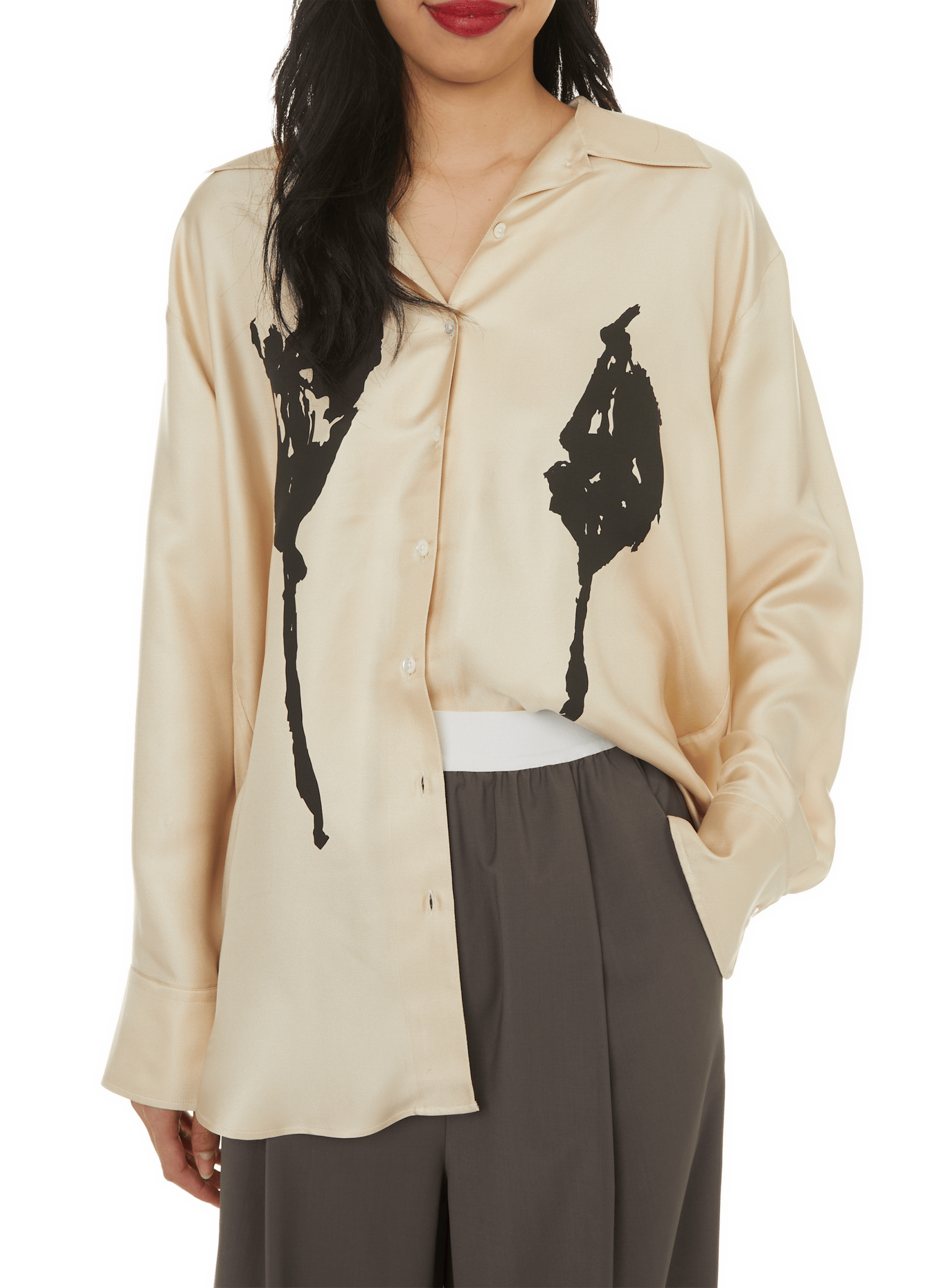 BITE STUDIOS Chemise large en soie Beige