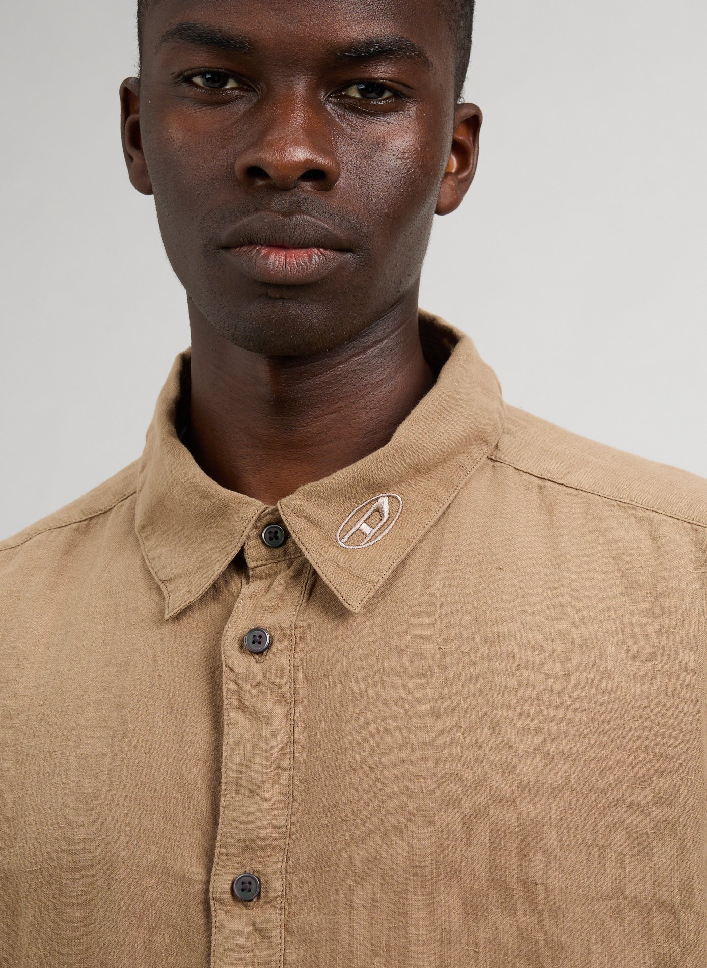 Chemise en lin S-Uccle-A  DIESEL Marron