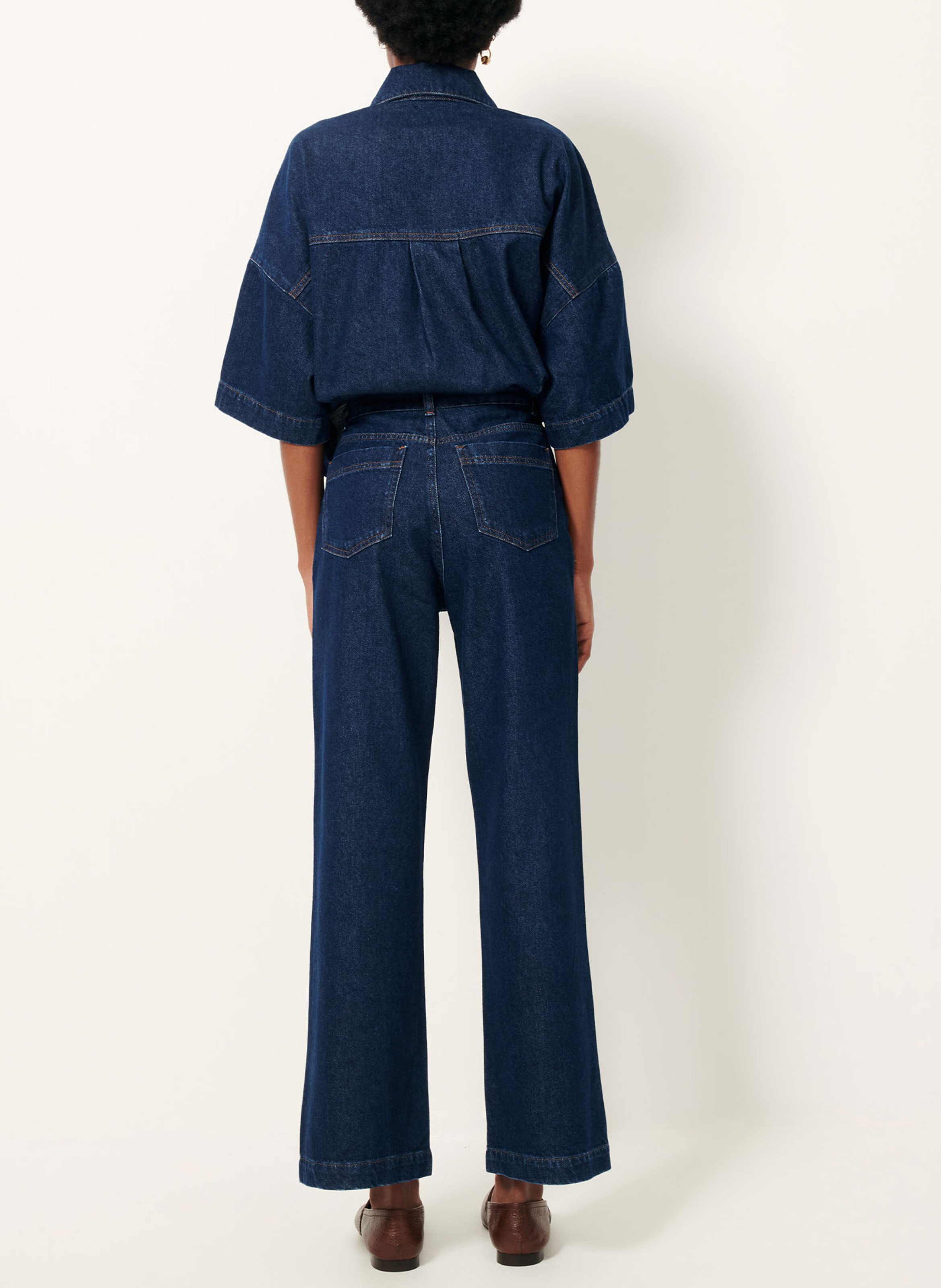 Polo ample manches courtes en denim brut newport SESSUN Bleu