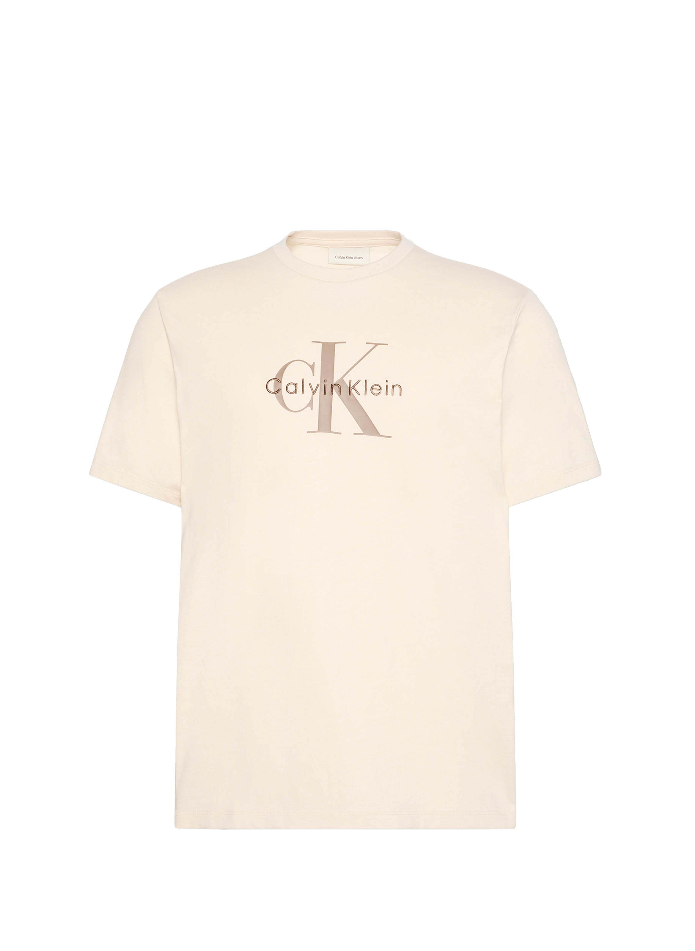 T-shirt col rond en coton CALVIN KLEIN Beige