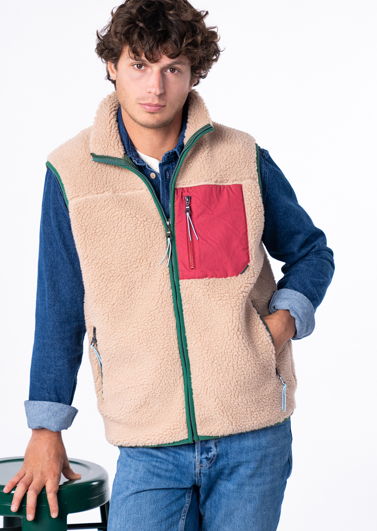 Veste sherpa zippée sans manches BILLYBELT Marron