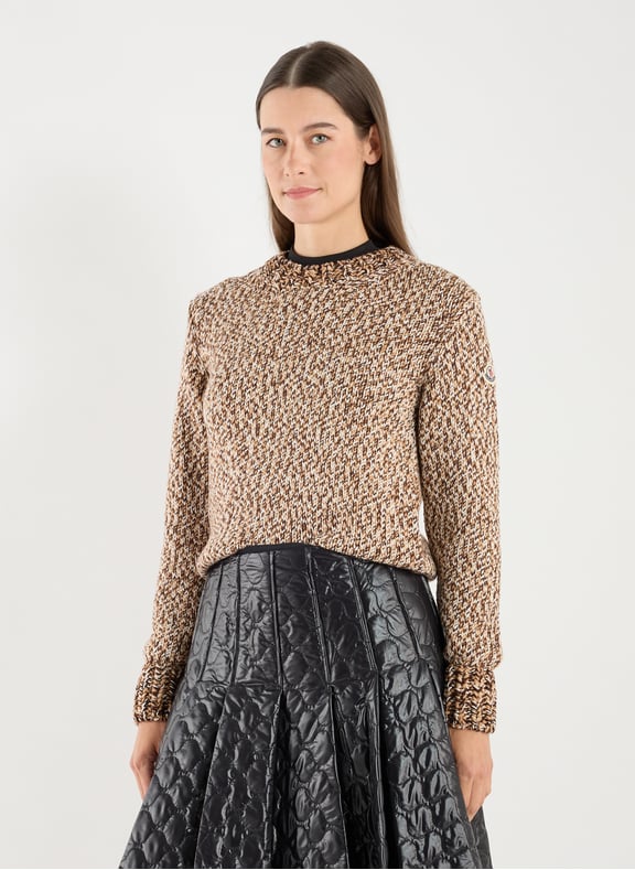 Marled Wool Sweater Beige by MONCLER MONCLER Marled Wool Sweater Beige