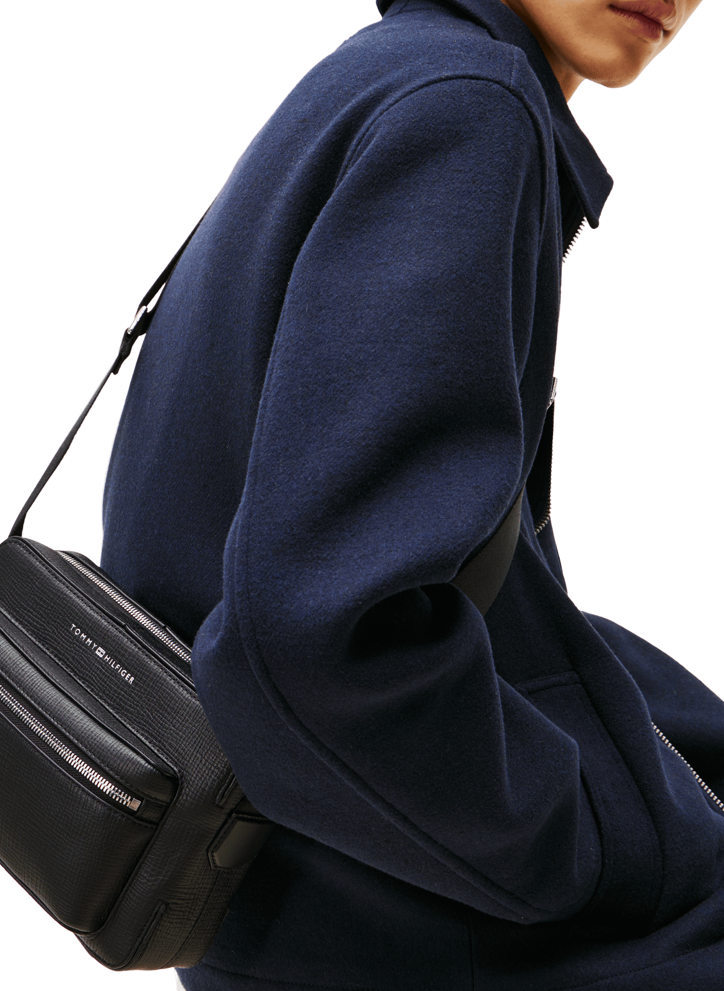 Sac bandoulière rectangulaire en cuir TOMMY HILFIGER Noir