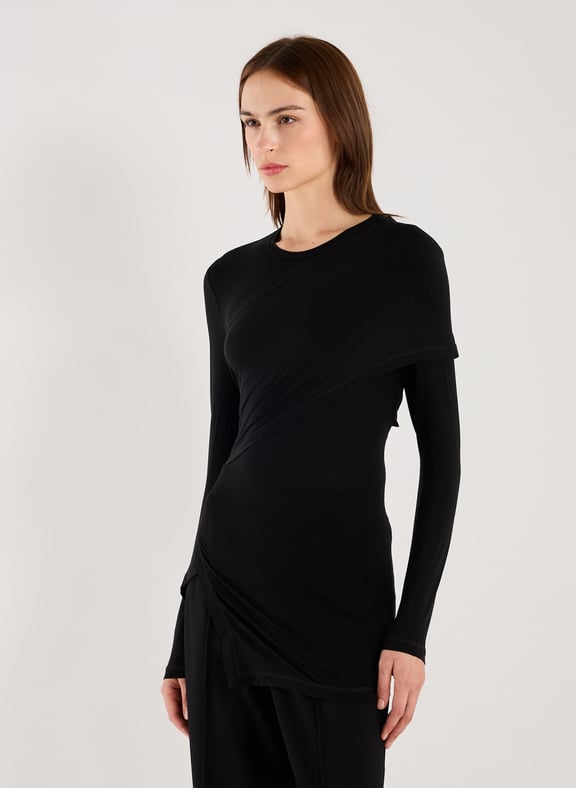 Draped cowl neck top Black by HELMUT LANG HELMUT LANG Draped cowl neck top Black