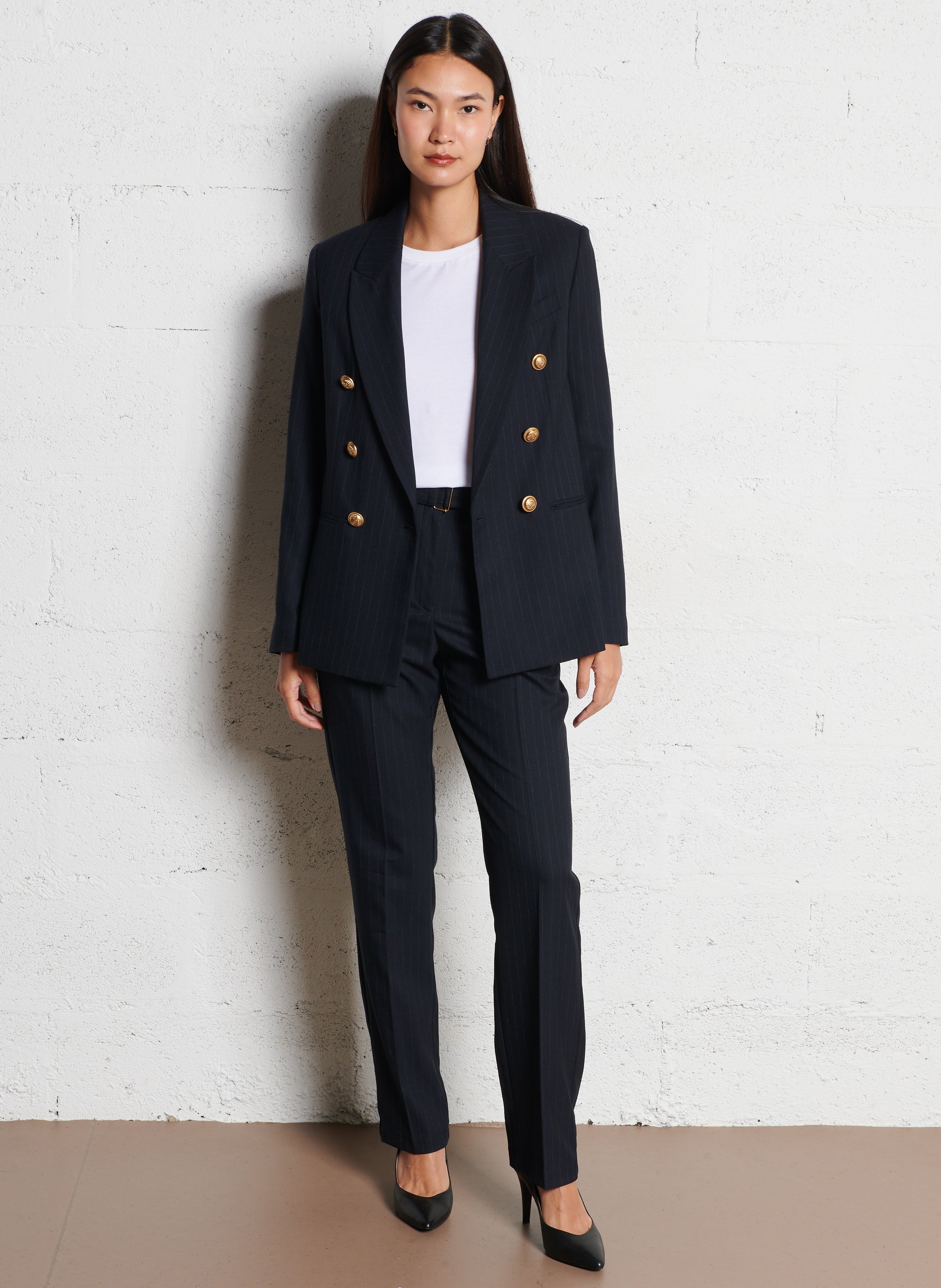 Veste de tailleur à rayures Bleu