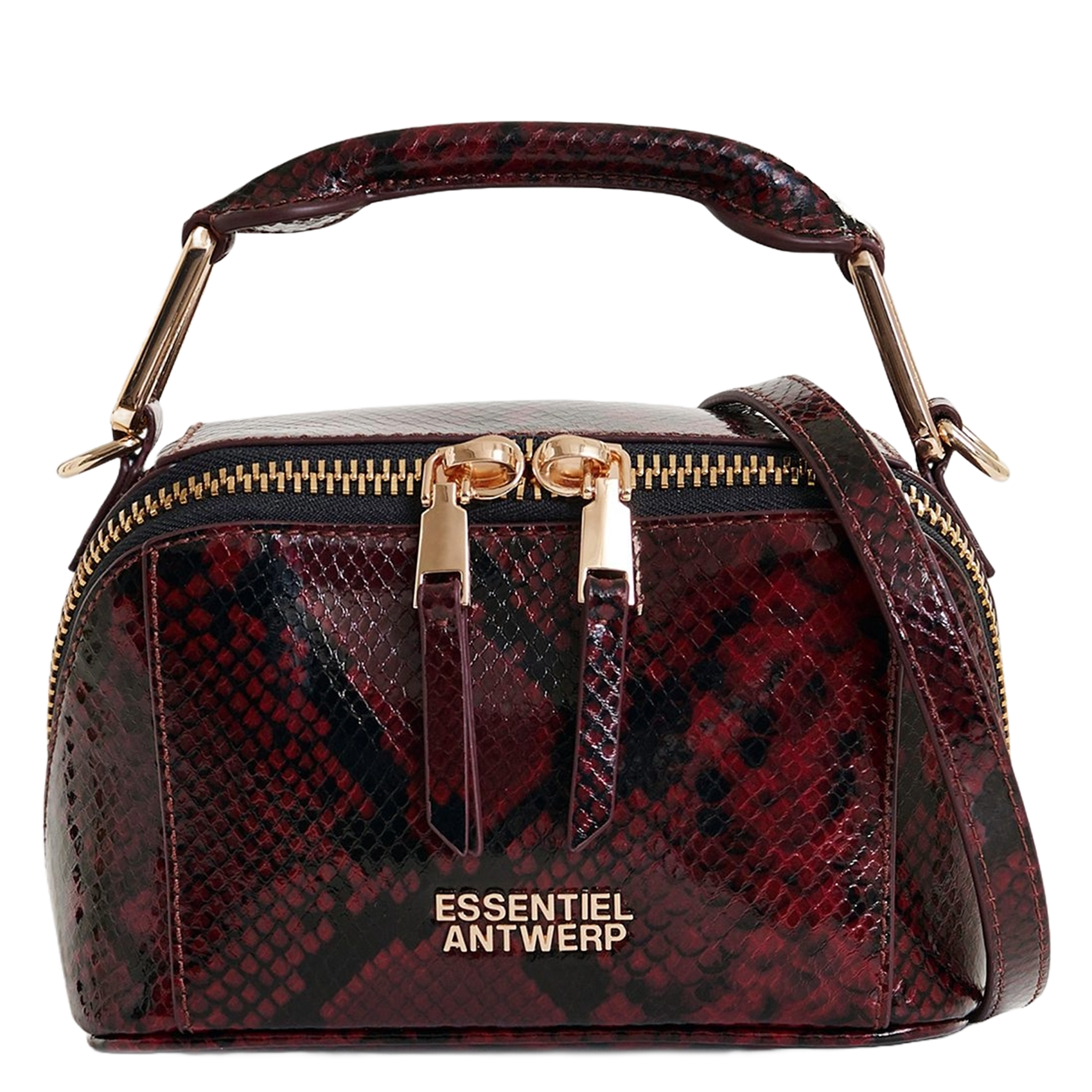 Sac bandoulière en cuir imprimé irona ESSENTIEL ANTWERP Rouge