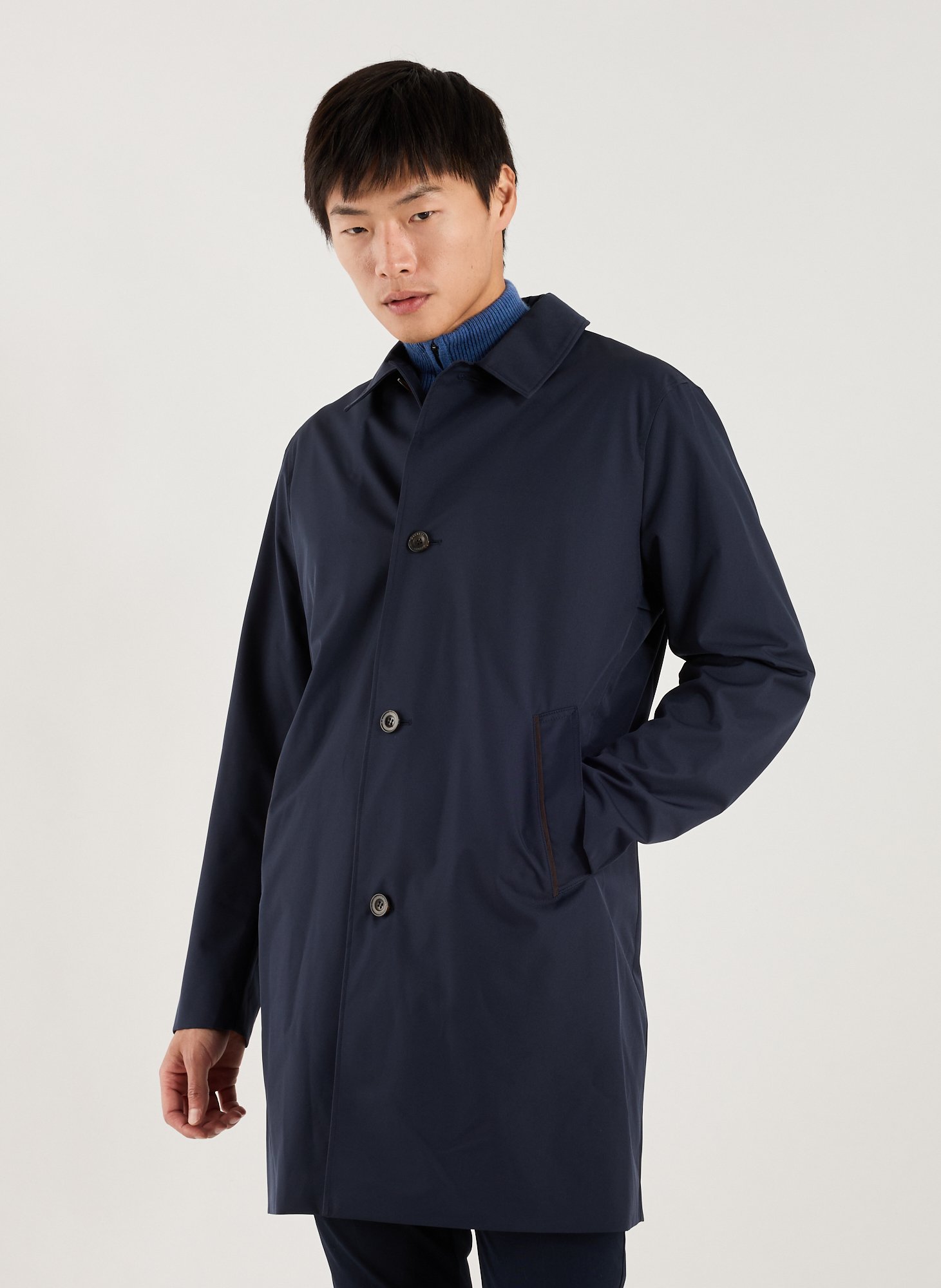 HACKETT Parka droite mi-longue en coton Bleu