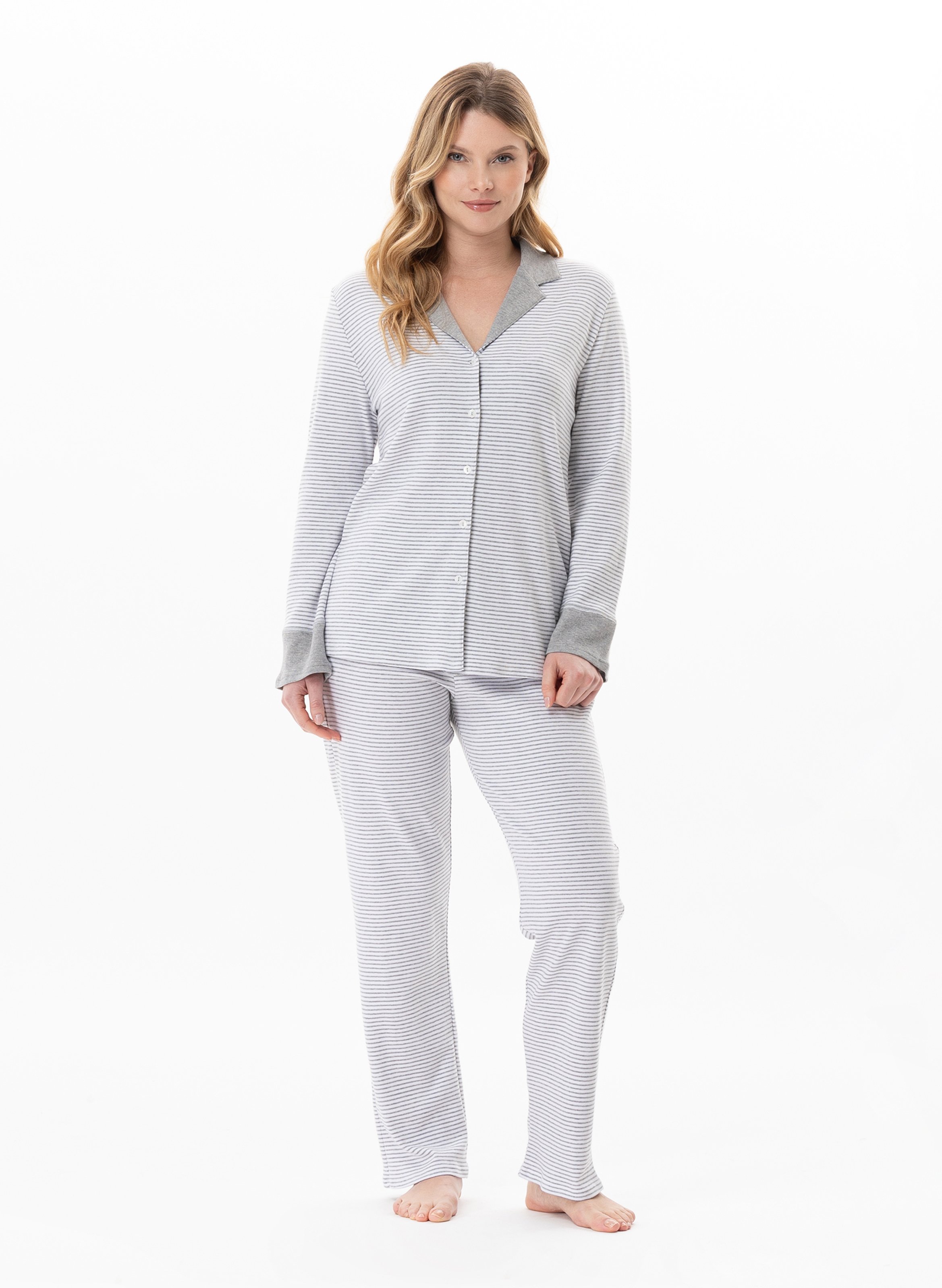 Pyjama boutonné en coton flocon 106 LE CHAT Gris