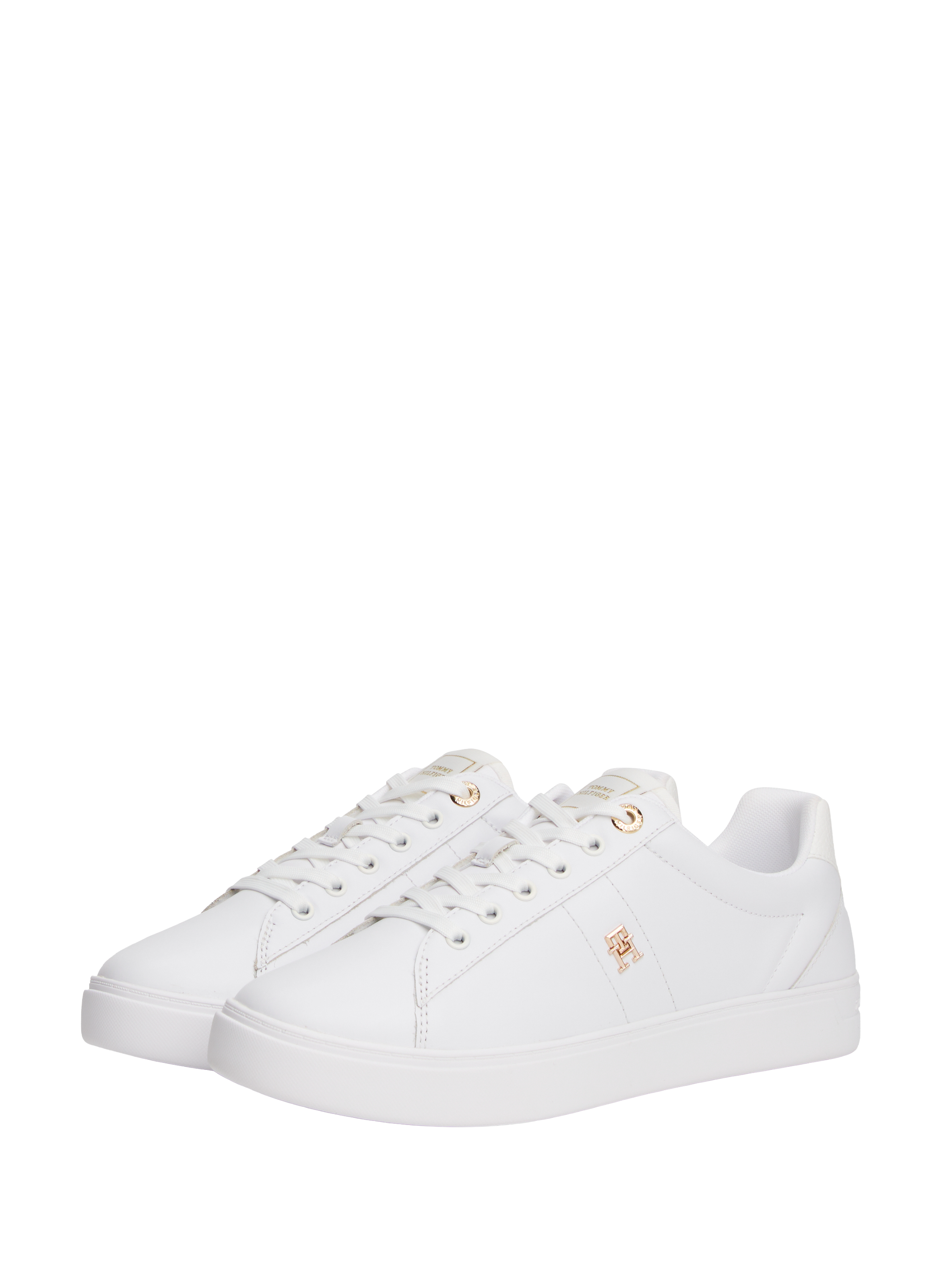 Monogram leather sneakers TOMMY HILFIGER White