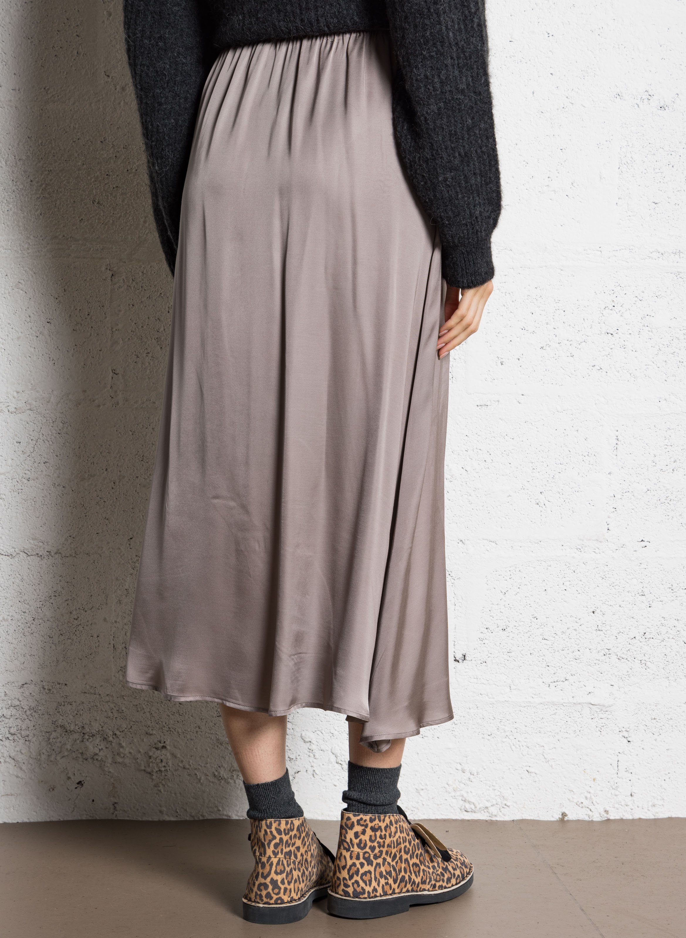 Jupe longue fluide élastiquée unie bovalow AMERICAN VINTAGE Marron