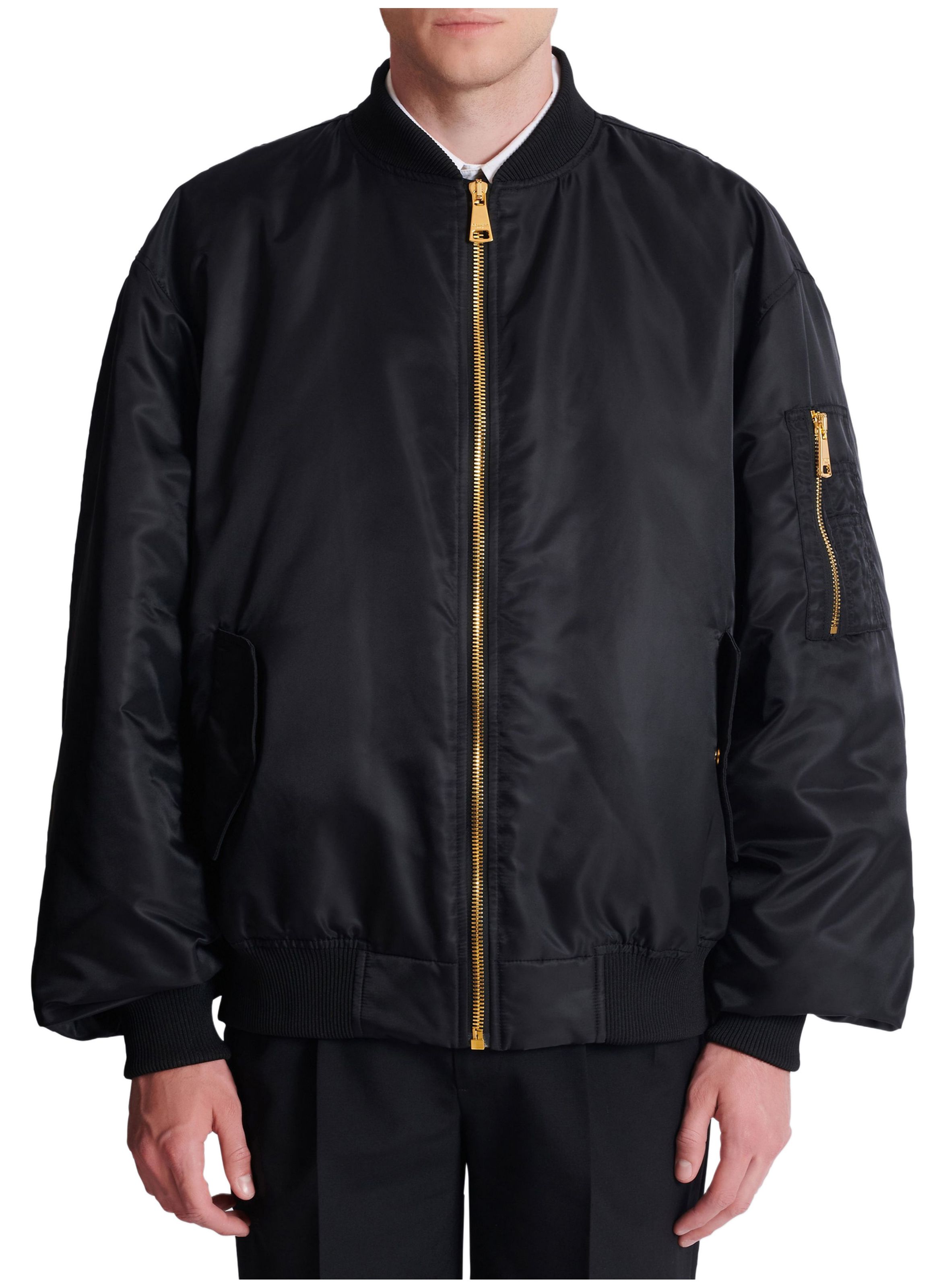 Bomber en nylon à imprimé BALMAIN Noir