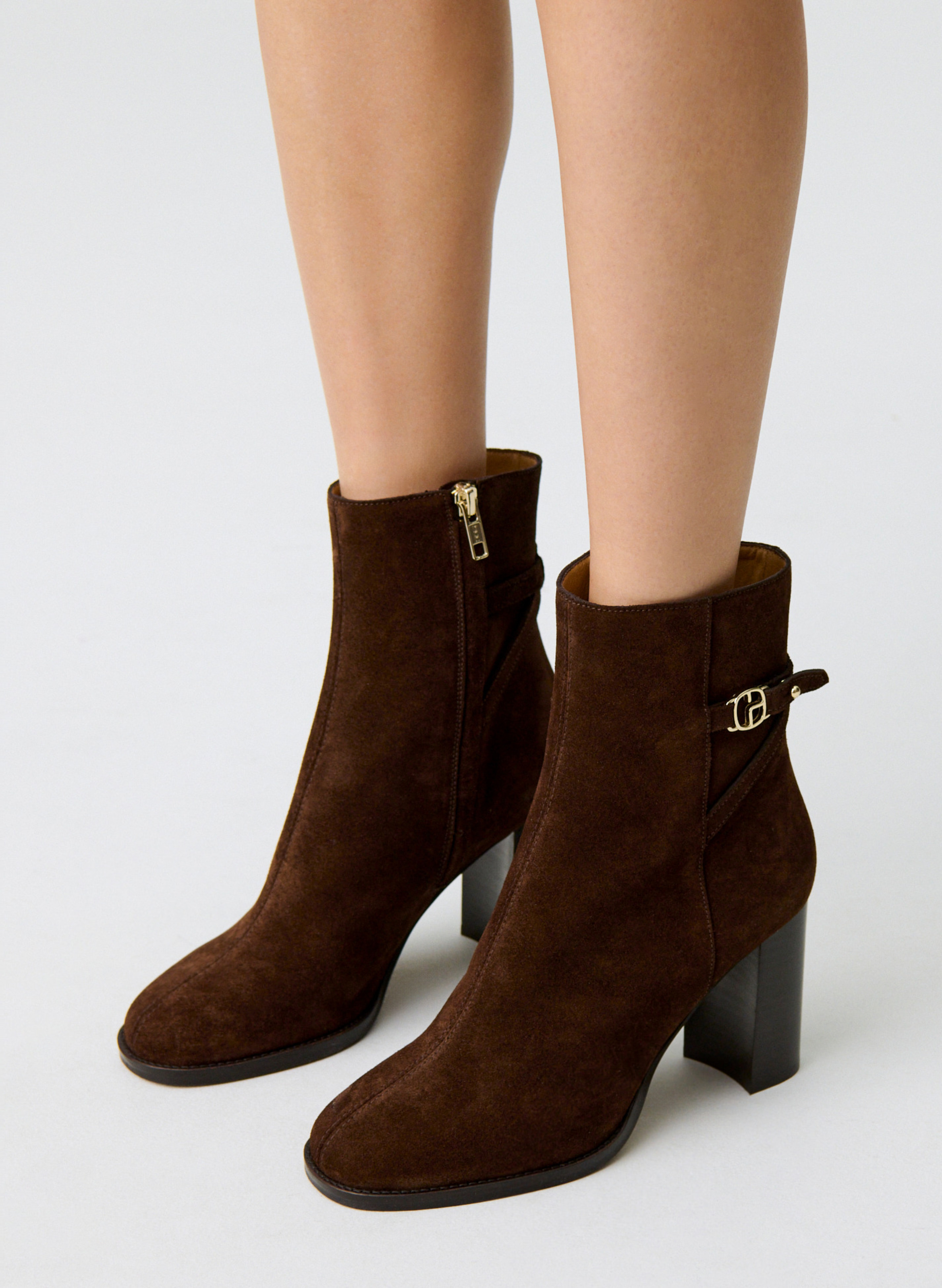 Bottines en cuir aprune CLAUDIE PIERLOT Marron