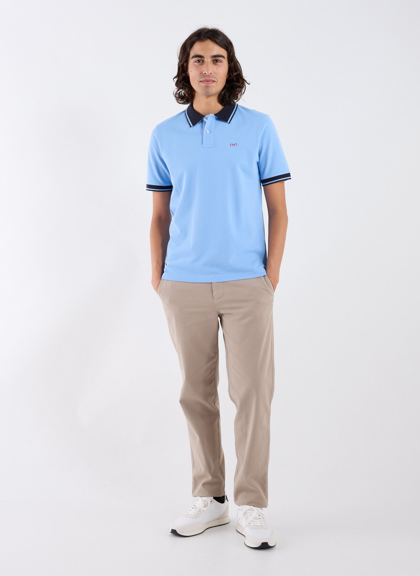 Short-sleeved cotton polo shirt EDEN PARK Blue