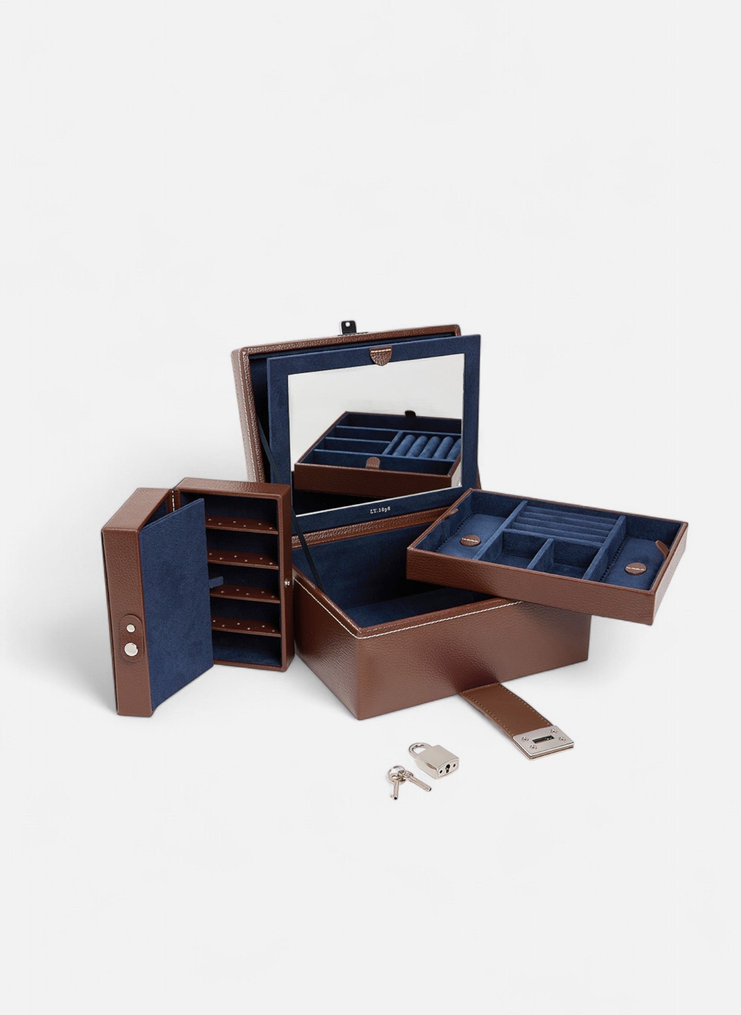 Boîte à bijoux moyen modèle en cuir LE TANNEUR Marron