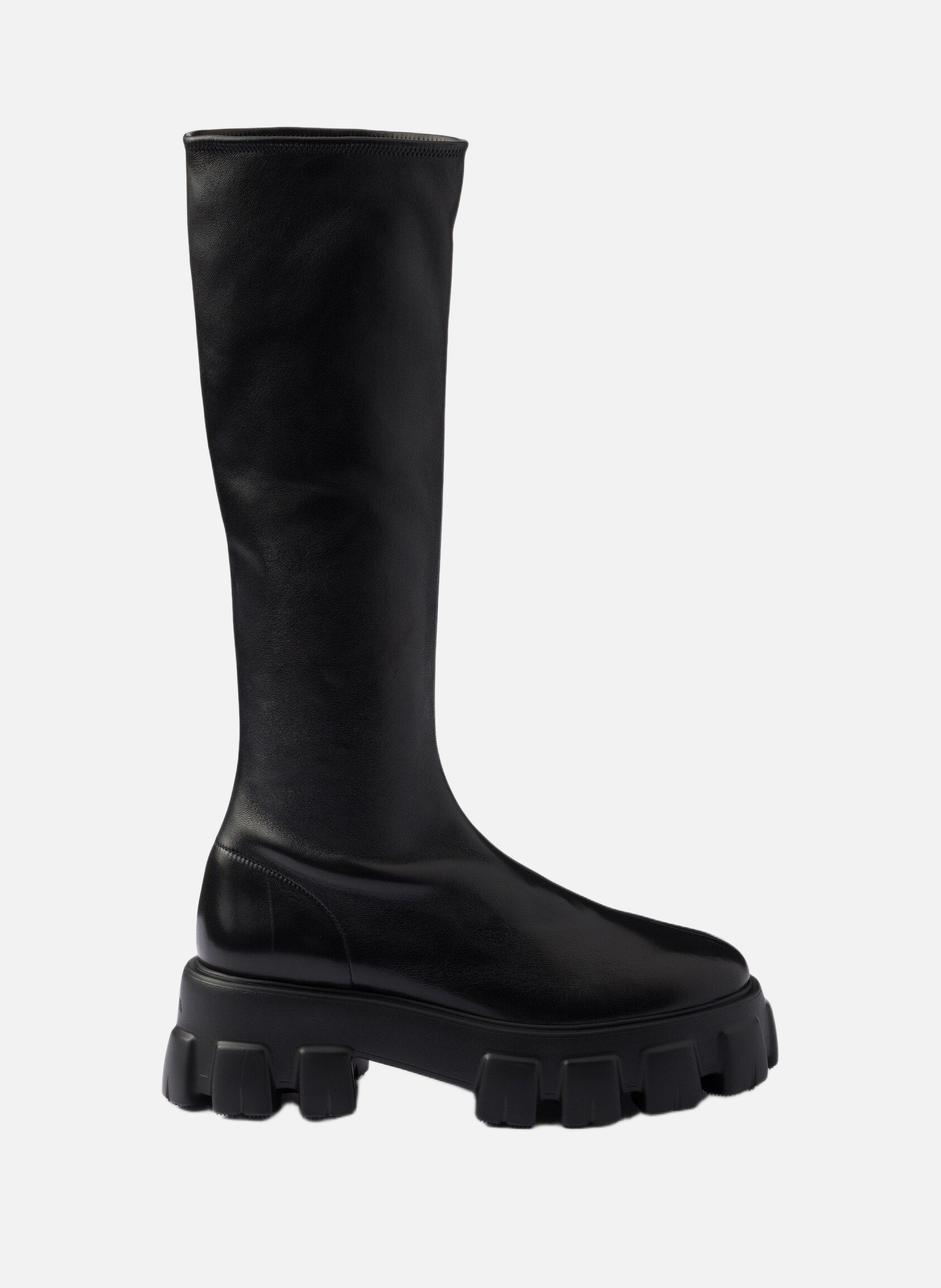 Bottes monolith en cuir nappa stretch PRADA Noir