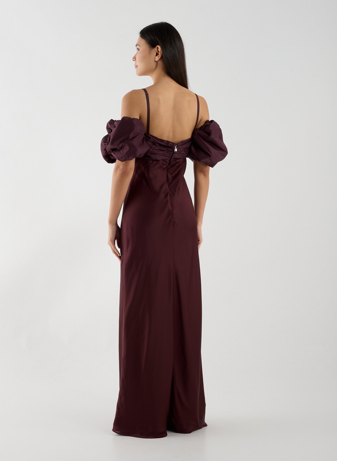 Robe longue à manches bouffantes ROTATE Rouge