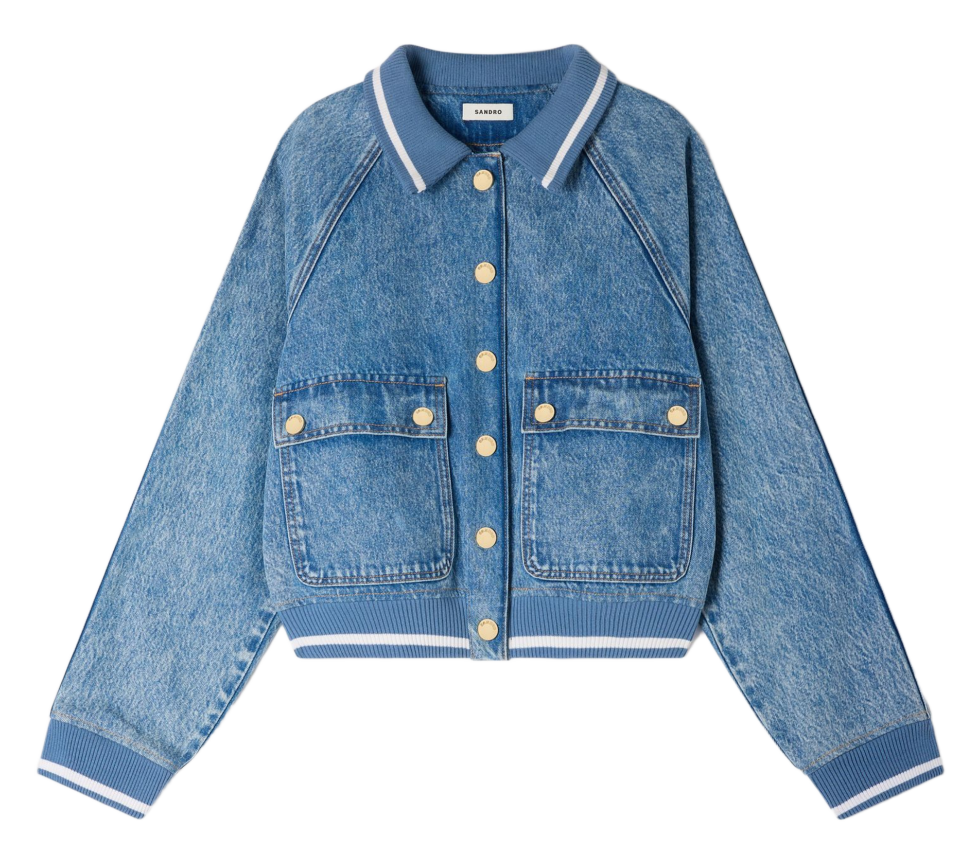 Blouson oversize col classique en coton SANDRO Bleu