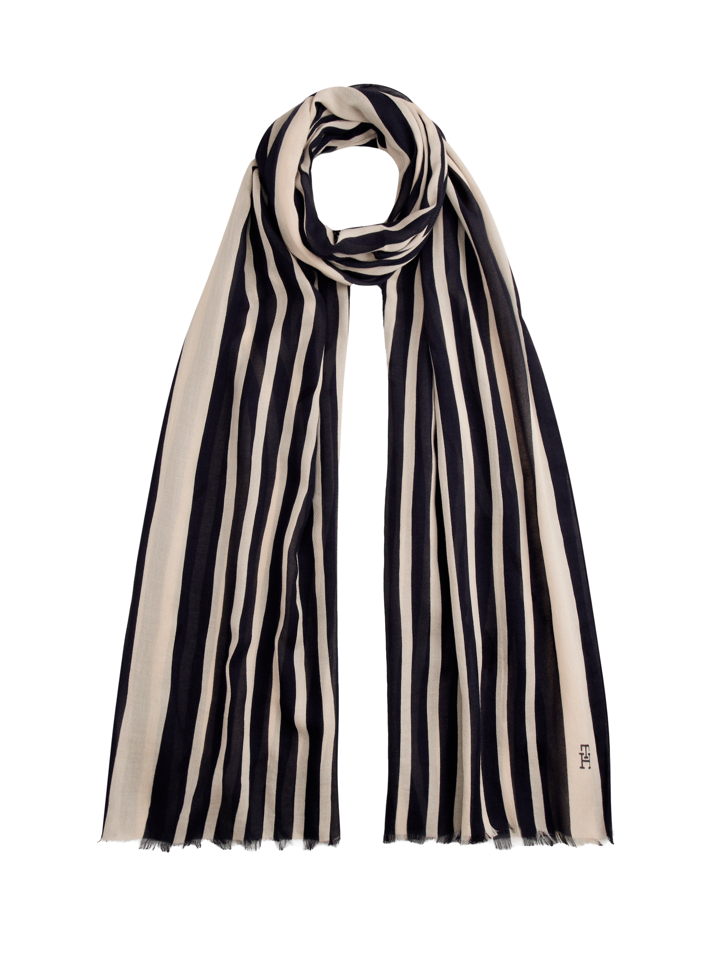 Striped blended cotton scarf TOMMY HILFIGER Blue
