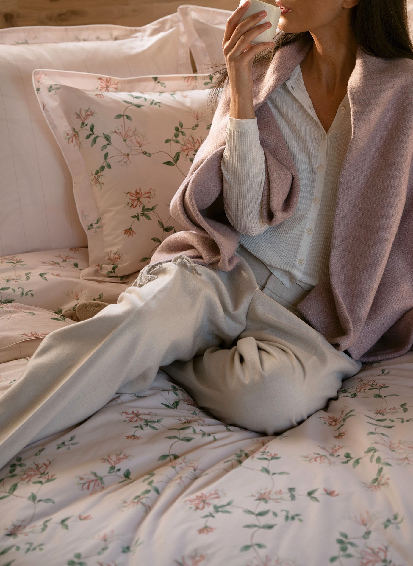 Housse de couette nature ANNE DE SOLENE Rose