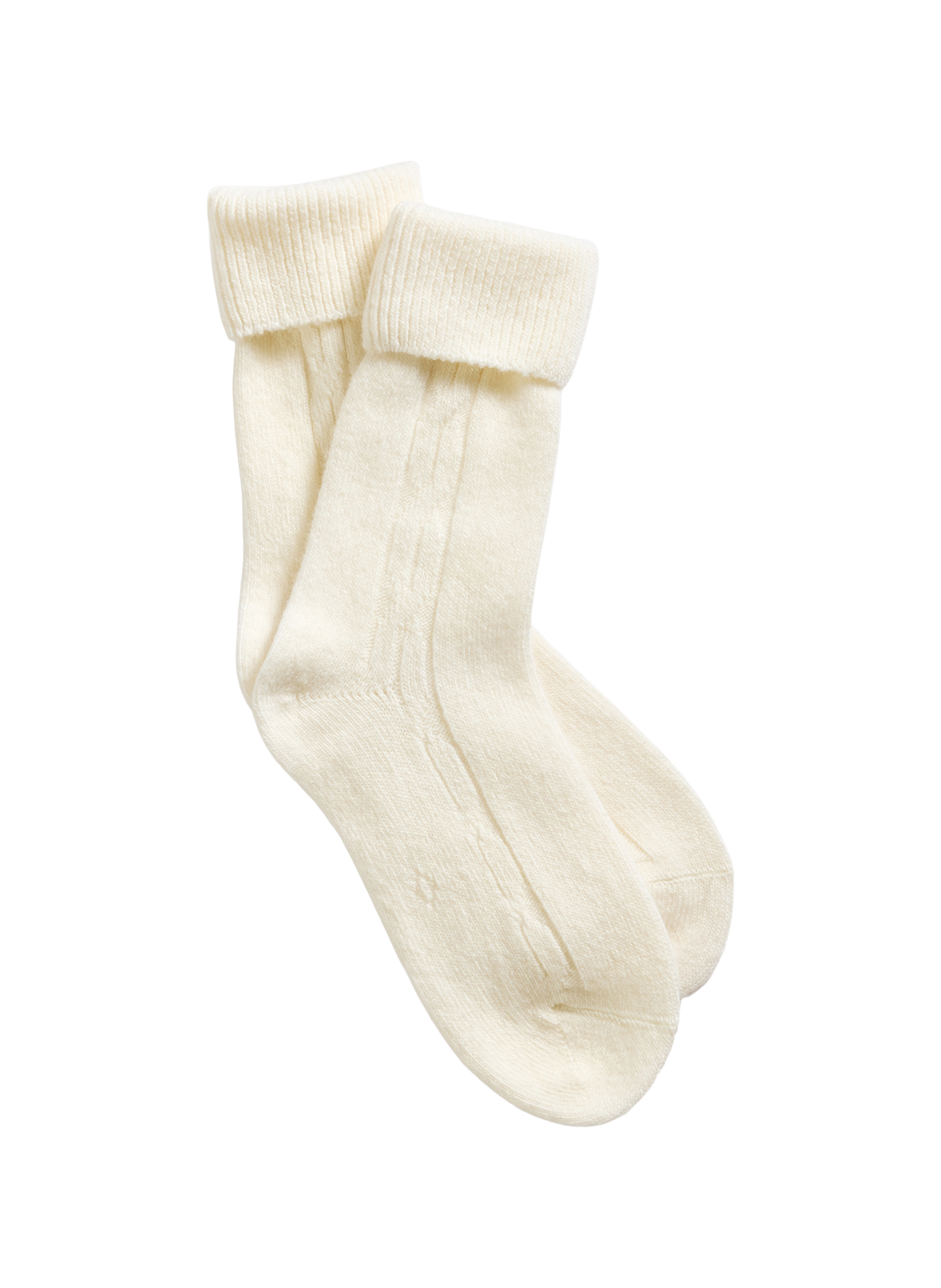 Mid-calf socks with mixed wool and cashmere cuff LE BOURGET Beige