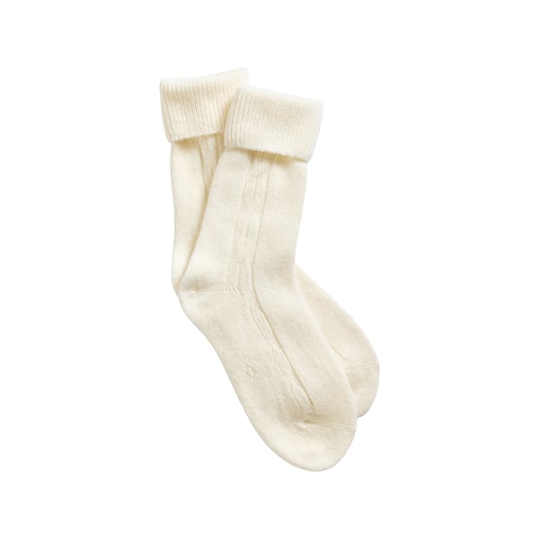 Chaussettes mi-hautes à revers en laine et cachemire mélangés Chaussettes mi-hautes à revers en laine et cachemire mélangés
